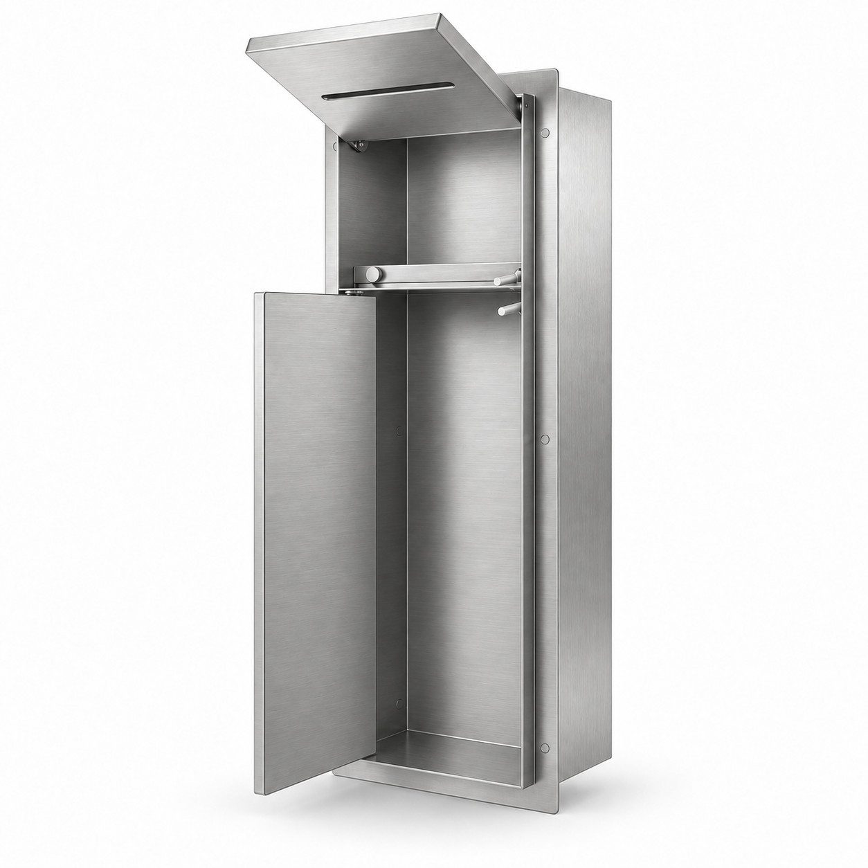 HAGO Toilettenpapierhalter WC Modul Edelstahl Einbauschrank Unterputz Wandnische, Mit Klappe