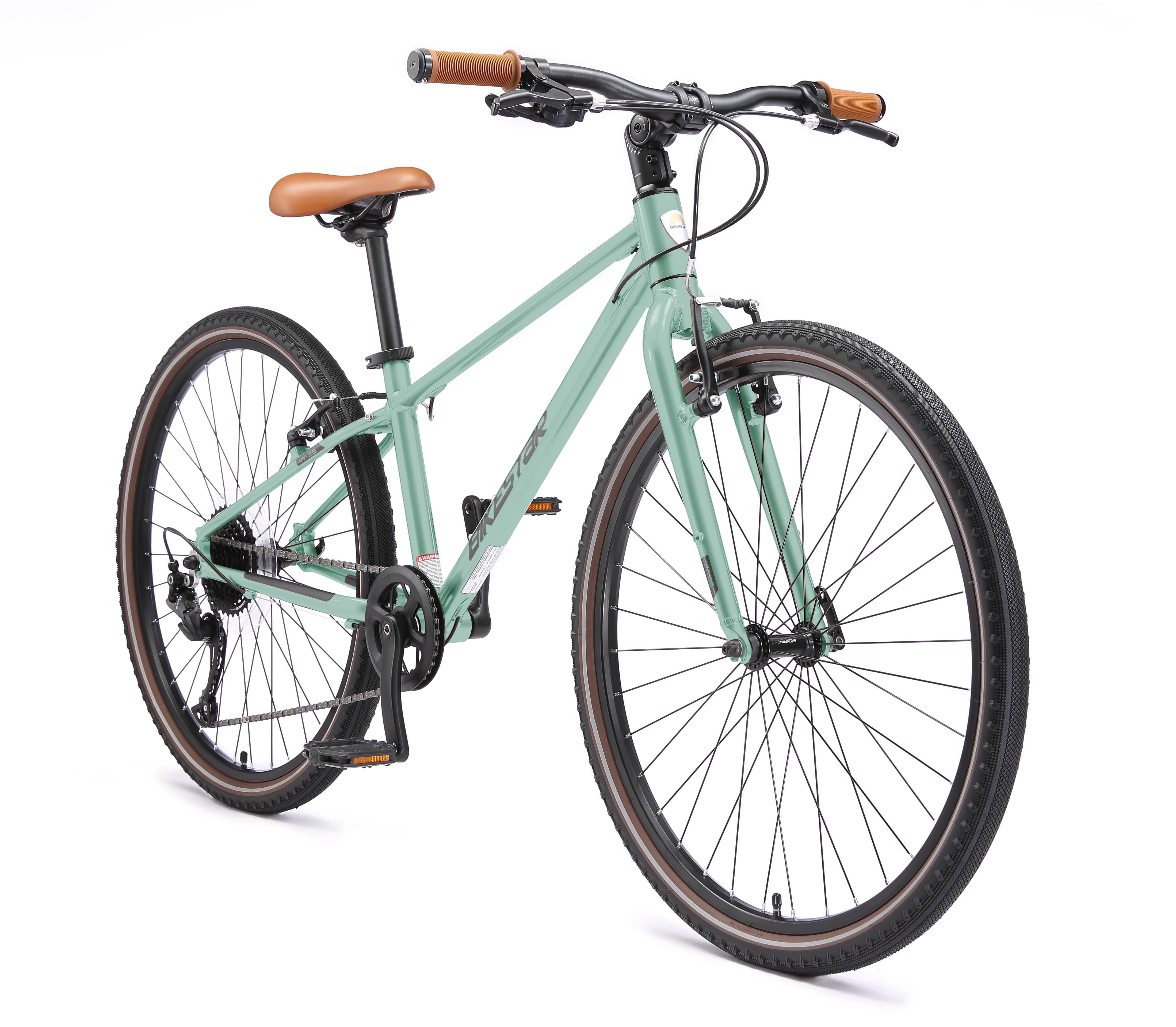 Bikestar Cityrad Leichtgewicht 10 kg 24 Zoll Aluminium ab 10 Jahre, 9 Gang Shimano RD-M2005 Schaltwerk, Kettenschaltung, Reflektierende Reifen, leichtes Treten, ergonomischer Rahmen