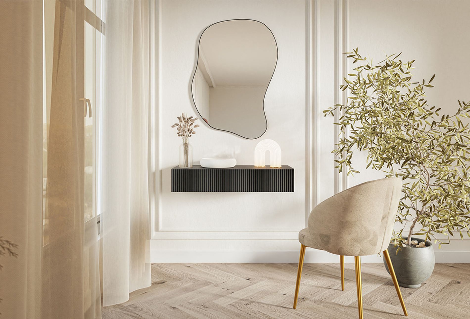 Selsey Konsolentisch VELDIO, hängend, mit gefräster Front und Schublade, 90 günstig online kaufen