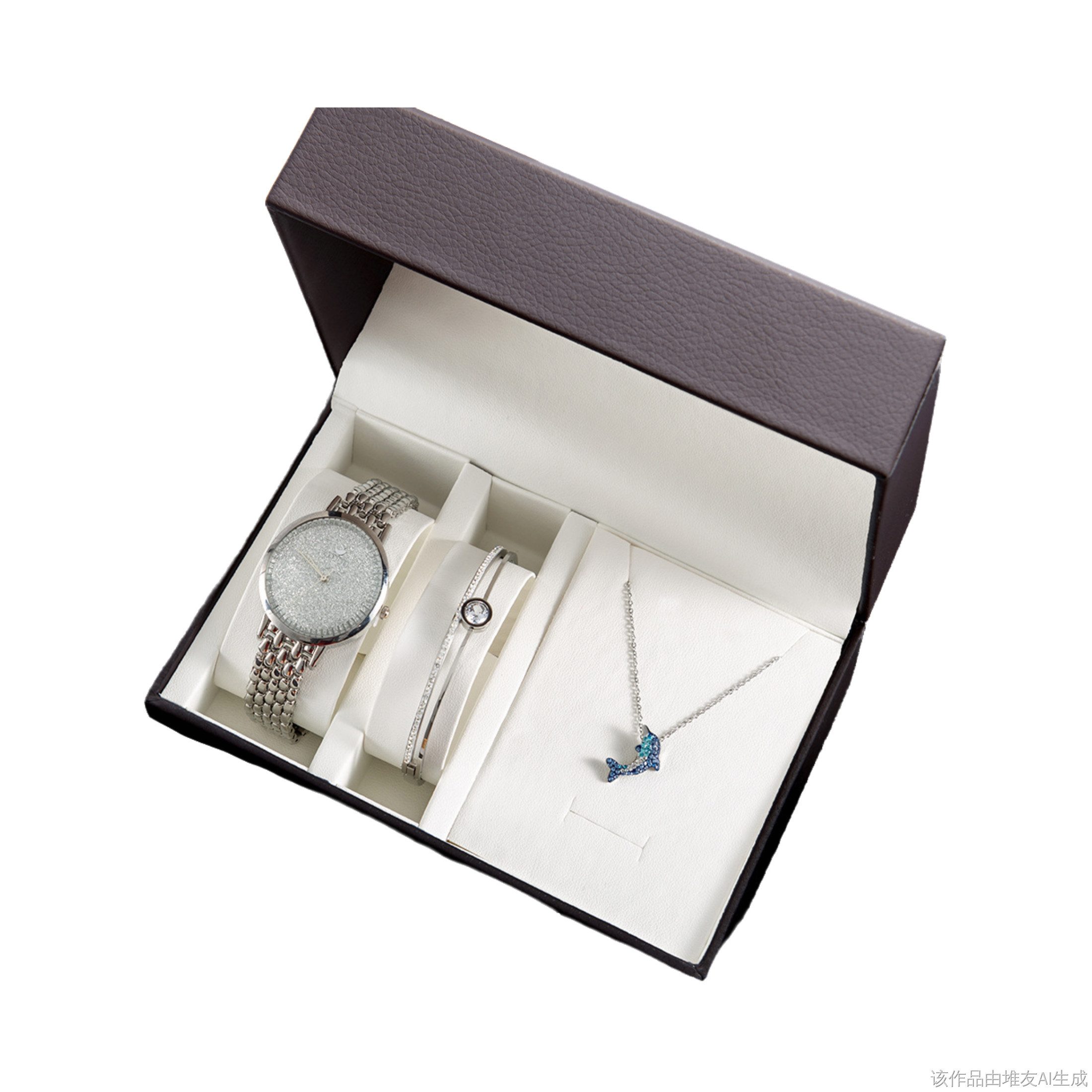 Quarzuhr Elegantes Damen Schmuckset mit Damenarmbanduhr,Edelstahl-Armband