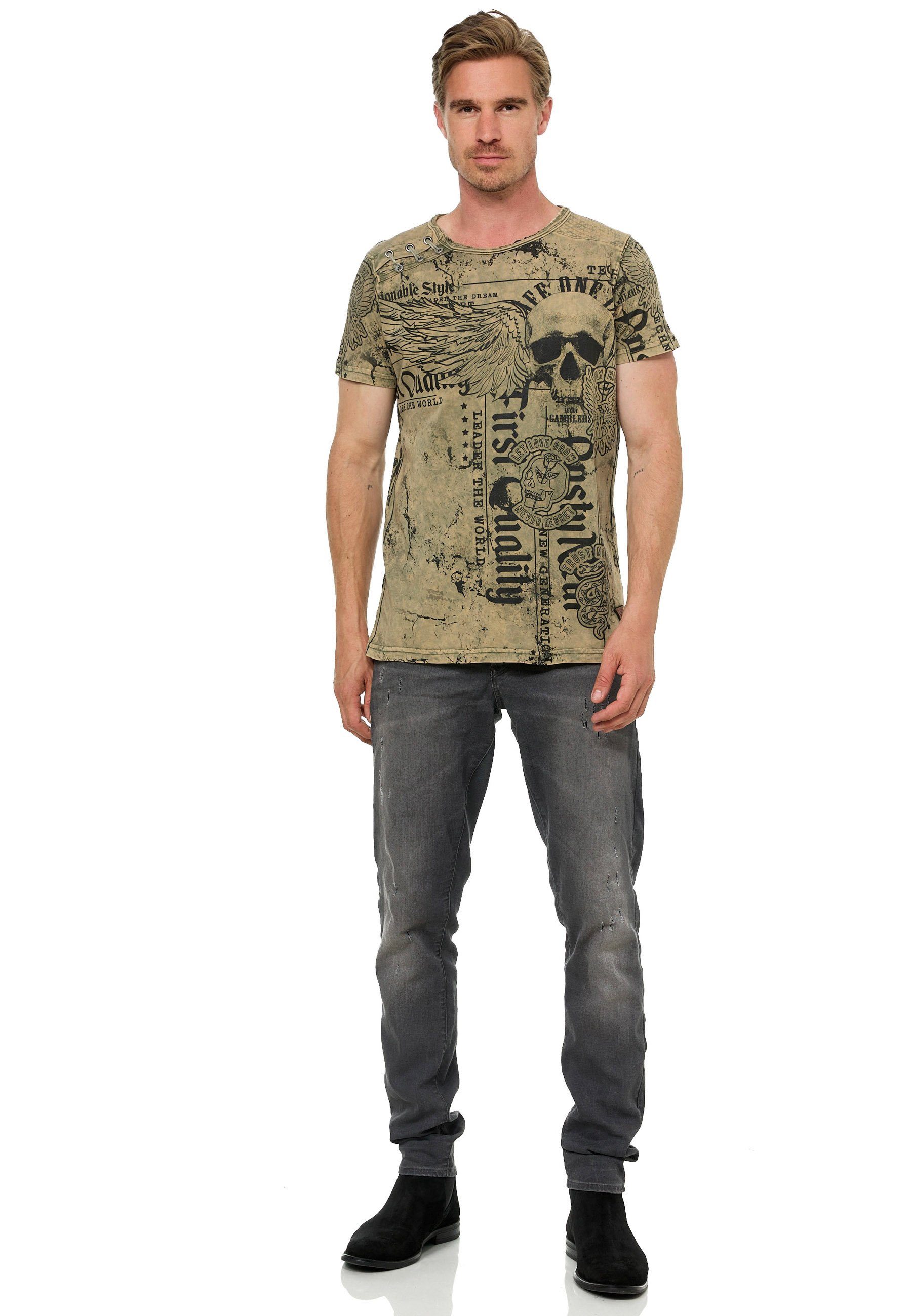 Rusty Neal T-Shirt, mit Allover-Print im Used-Look günstig online kaufen