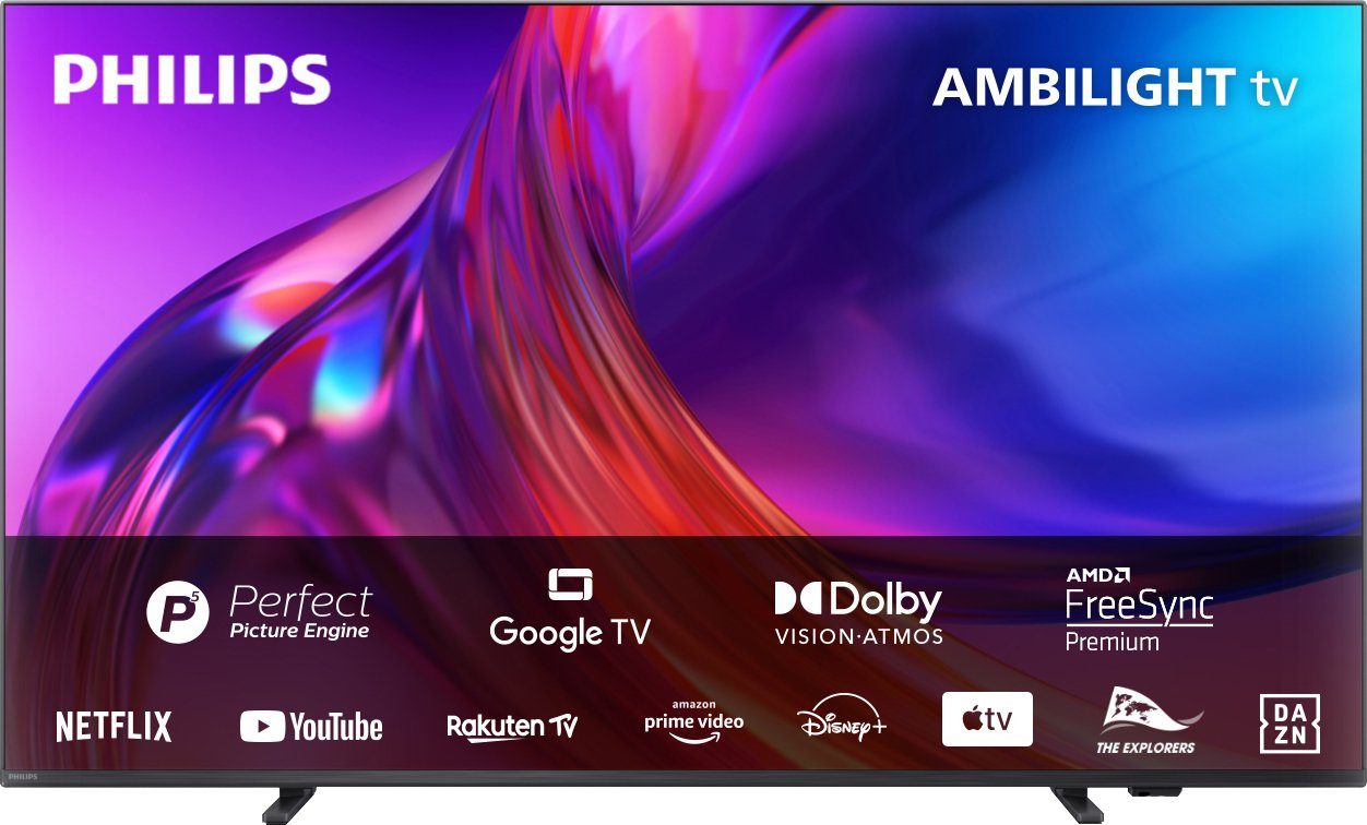 3-seitiges Android (108 HD, TV, 43PUS8548/12 TV, 4K cm/43 Ultra Zoll, Ambilight) Google LED-Fernseher Smart-TV, Philips