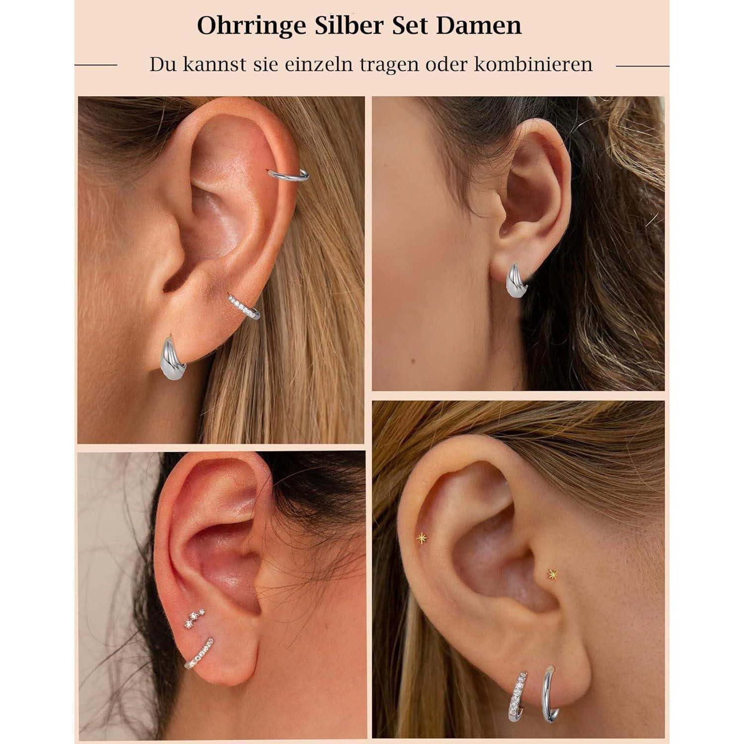 trends for living Schmuckset Geometrische runde Creolen einzigartiges 3-teiliges Retro-Ohrring-Set (3-tlg)