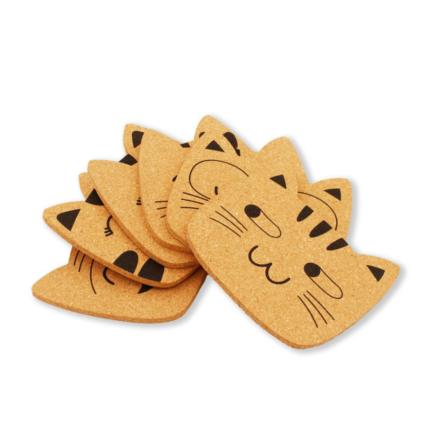 Winkee Glasuntersetzer Katzen Cat Family Korkuntersetzer
