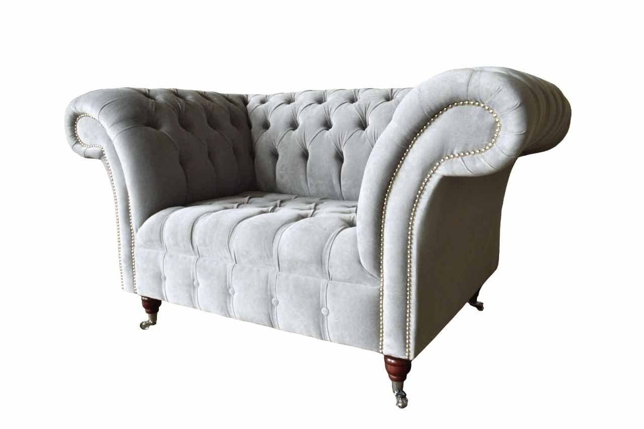 Ohrensessel Couch Wohnzimmer, Grau Sessel Sessel In Europe Graue Stoffsofa JVmoebel Made Chesterfield
