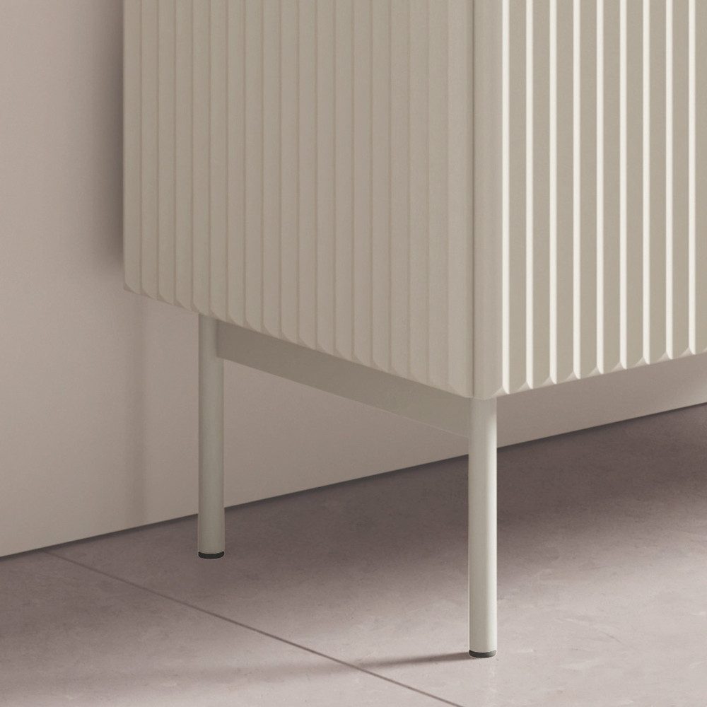 Lomadox Sideboard MASSA-167, Kaschmir mit Rillen, 195,2 cm breit, 4 Türen, Metallfüße