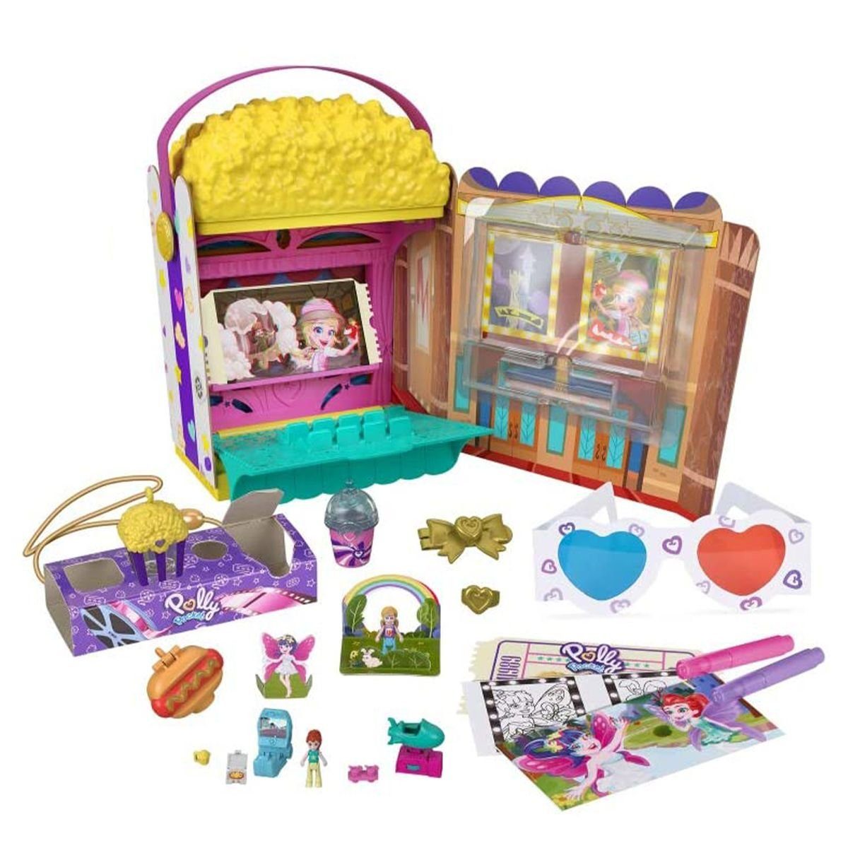 Puppen Accessoires-Set Mattel GVC96 - Polly Pocket - Spielset, Puppen & 20 Überraschungen, P