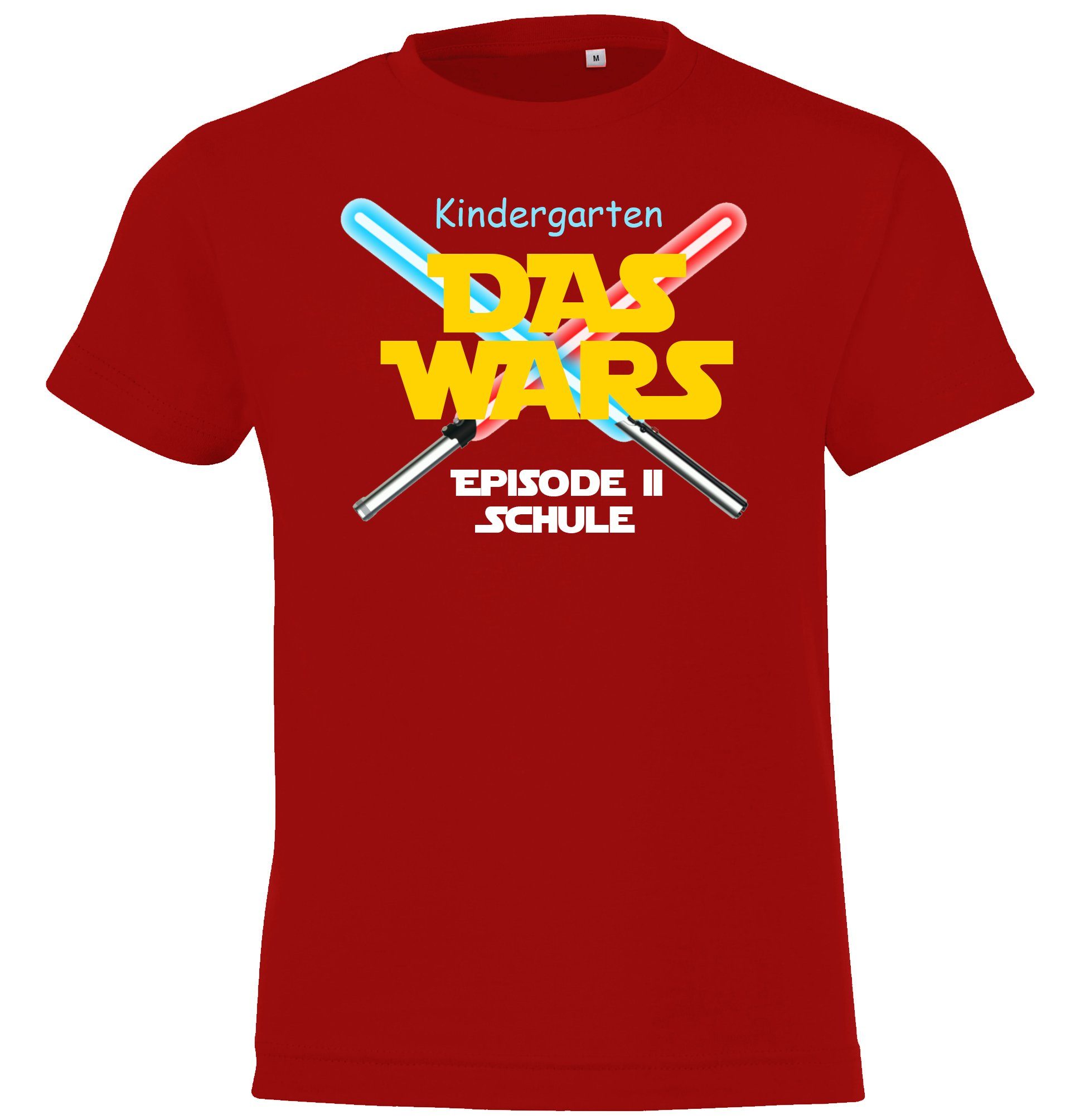Designz mit Das Shirt Motiv Kindergarten Youth Kinder Wars Einschulungs T-Shirt lustigem Rot