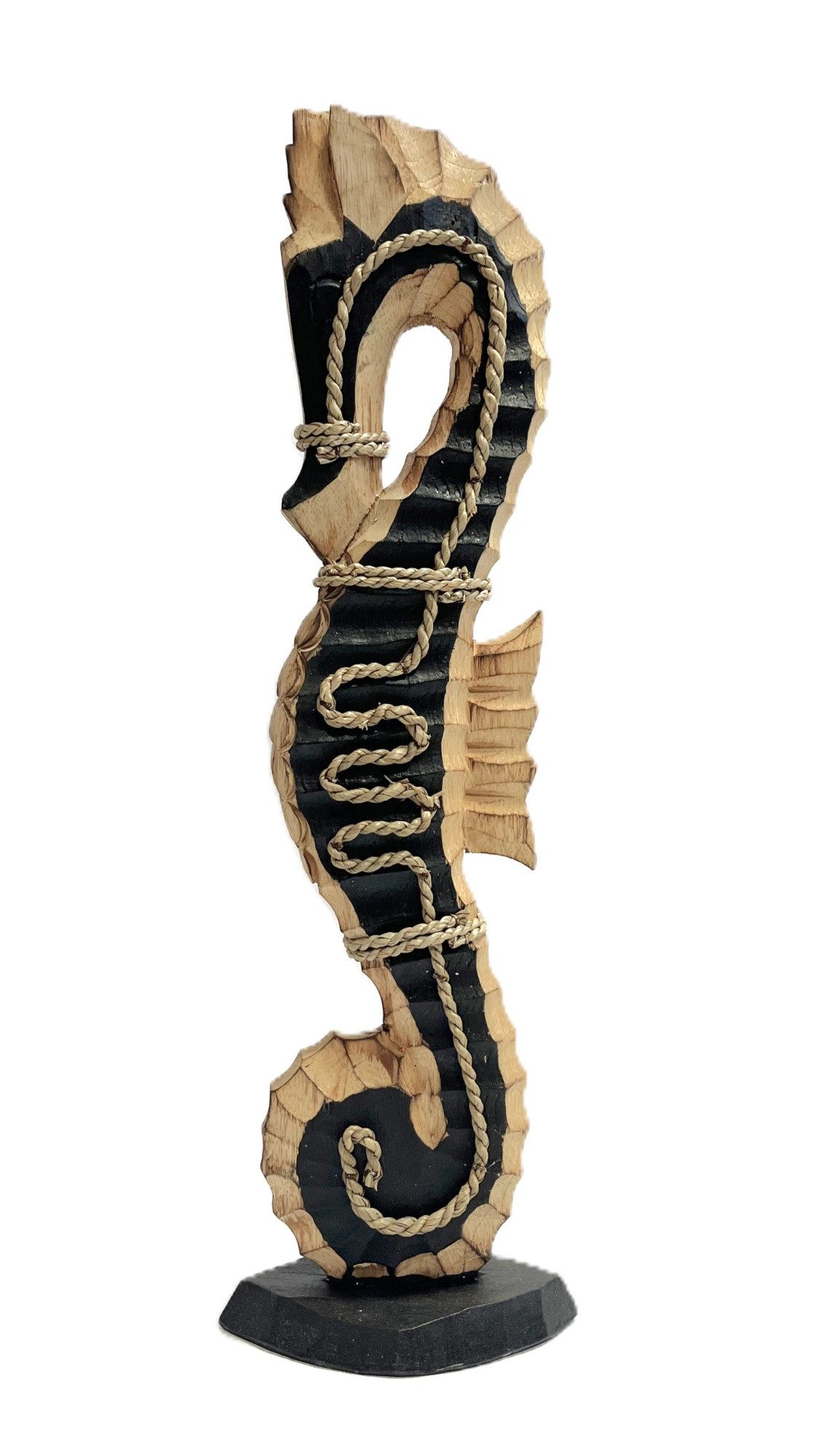 VARIOS Dekofigur Seepferdchen Deko Figur Skulptur Sommerlich Maritim Holz 60 cm (1 St), Extra Groß