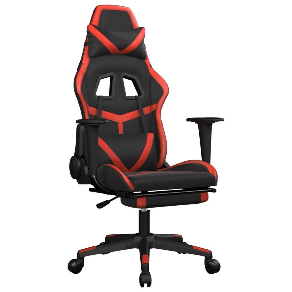 furnicato Gaming-Stuhl mit Massage & Kunstleder Schwarz Rot & (1 Fußstütze St)