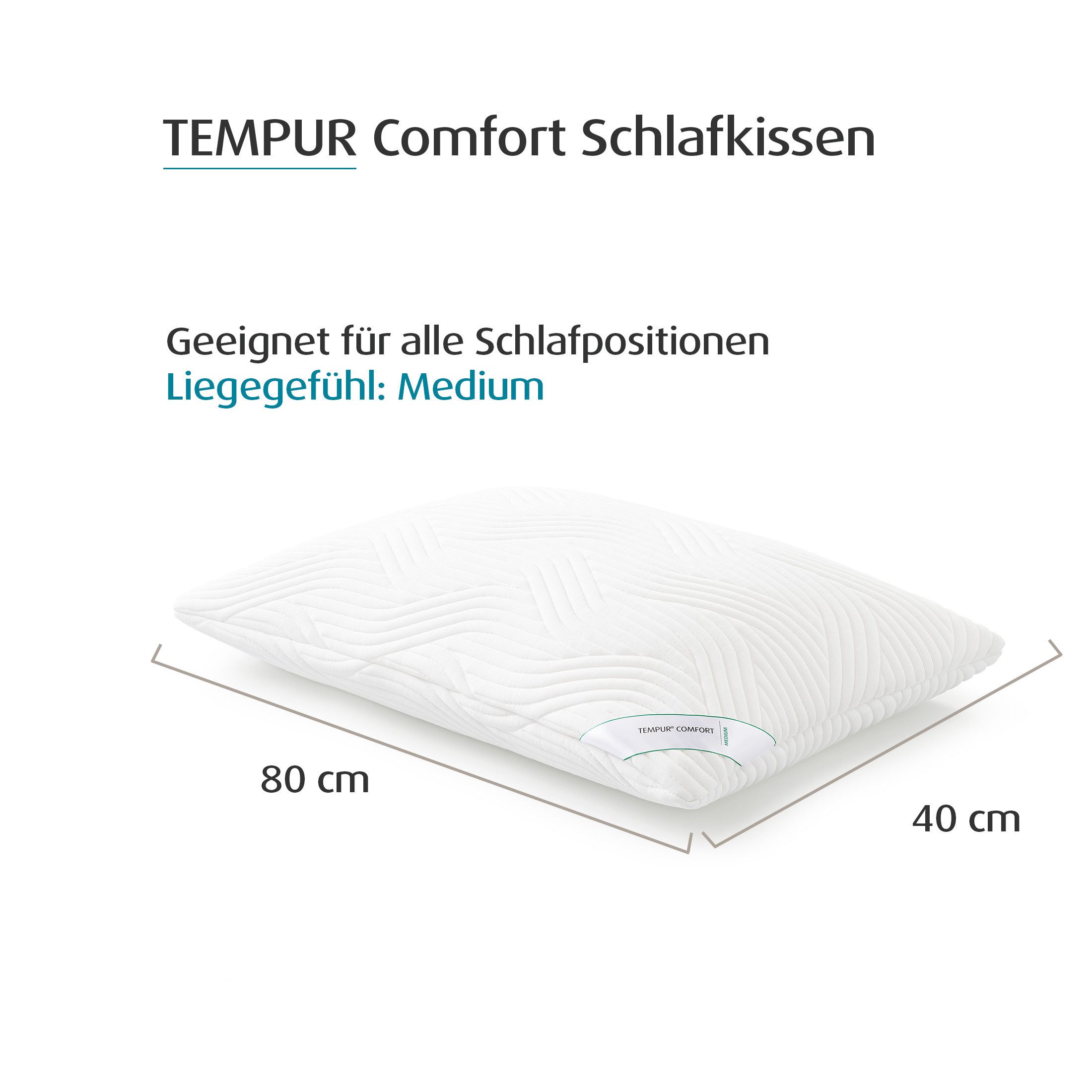 Tempur Schlafkissen TEMPUR® Comfort Medium mittelfestes Memory Foam Kopfkissen, Memory Foam, druckentlastend