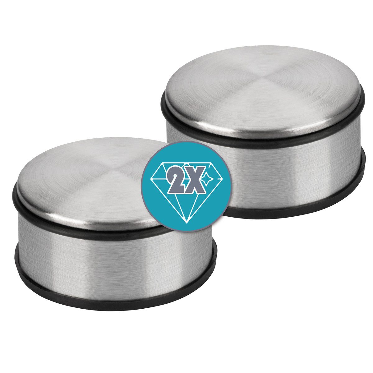 Goods+Gadgets Türstopper DIMONO Türstopper Edelstahl – Türhalter mit Gummiring 4er Set (Türhalter mit Gummi Ring, 2 St., 11x6cm & 7x6 cm), 1,2kg