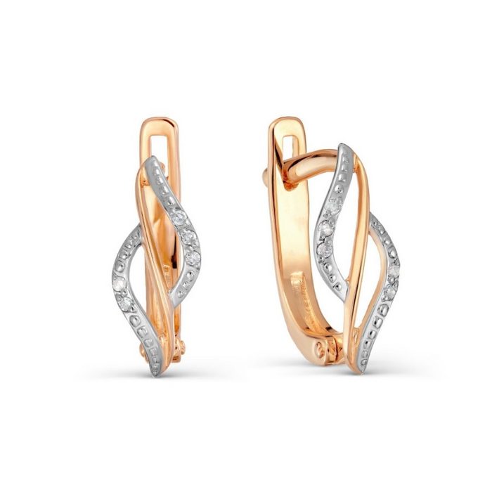 Zolotoy Exklusiv Paar Ohrhänger Ohrschmuck Roségold Diamanten 141027802 Ohrringe Rotgold 14K (2-tlg) Goldschmuck für Damen