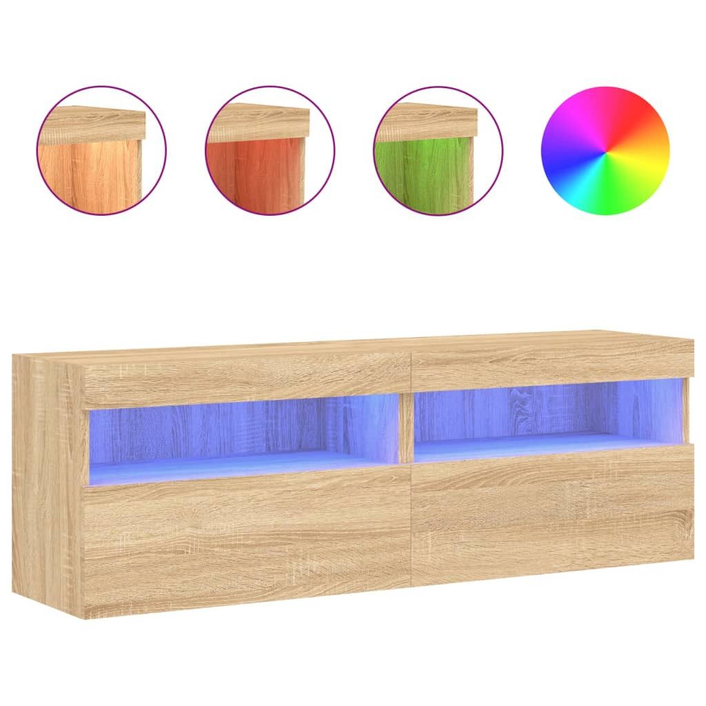 vidaXL TV-Wand TV-Wandschränke mit LED-Leuchten 2 günstig online kaufen