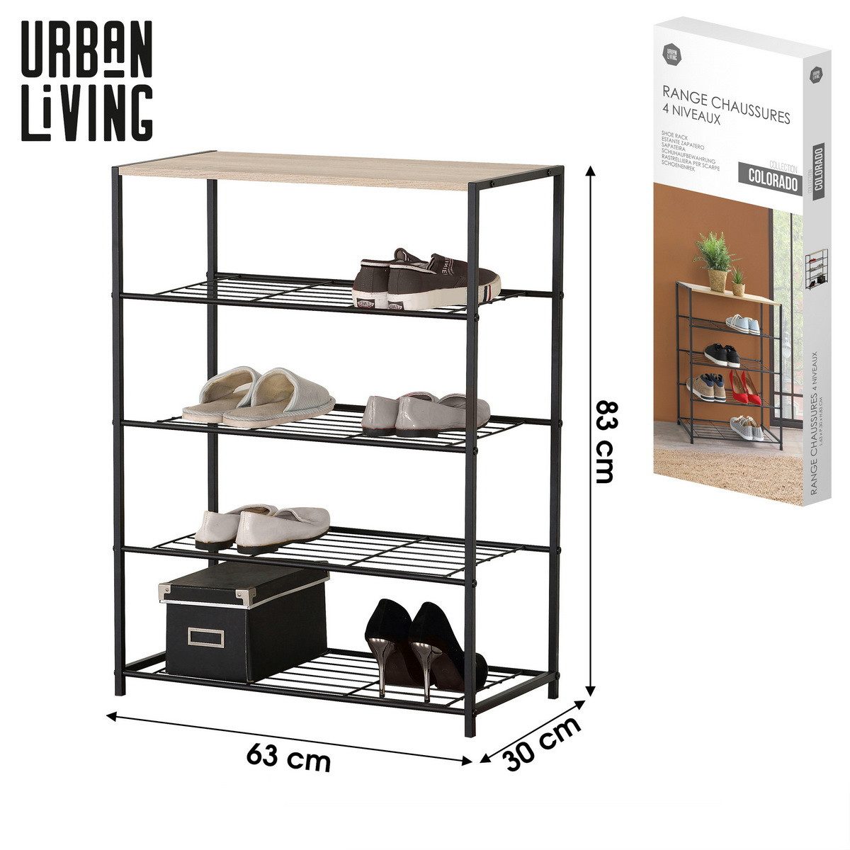 Urban Living Schuhregal Schuhregal COLORADO 63 x 30 x 83 cm Schuhablage