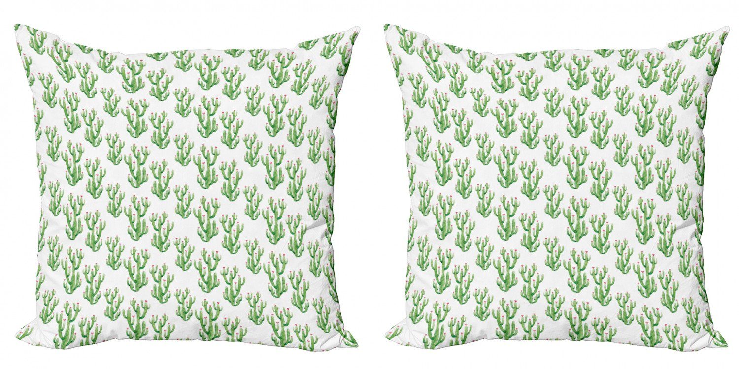 Kissenbezüge Modern Accent (2 Abakuhaus Stück), Doppelseitiger Blume Aquarell Kaktus-Anlage Digitaldruck