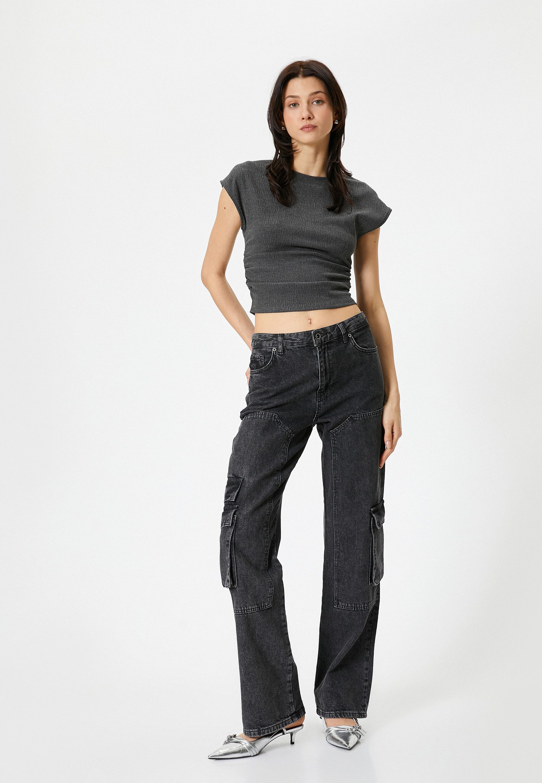 Koton T-Shirt Koton Slim Fit Drapiertes T-Shirt