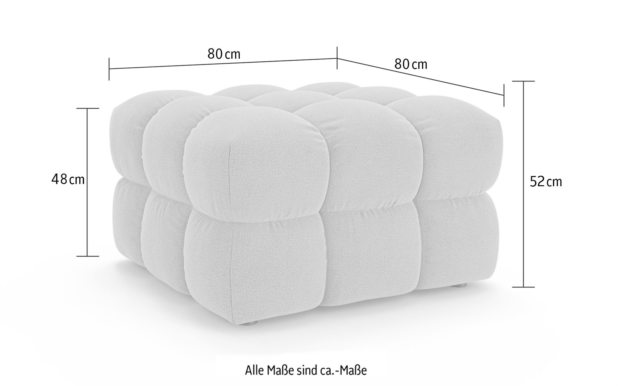 s.Oliver Polsterhocker COBBO Sitzhocker Bubble-Optik, Maße B/T/H: 80/80/48 cm, passend zum Sofa, moderne Steppung und hoher Sitzkomfort