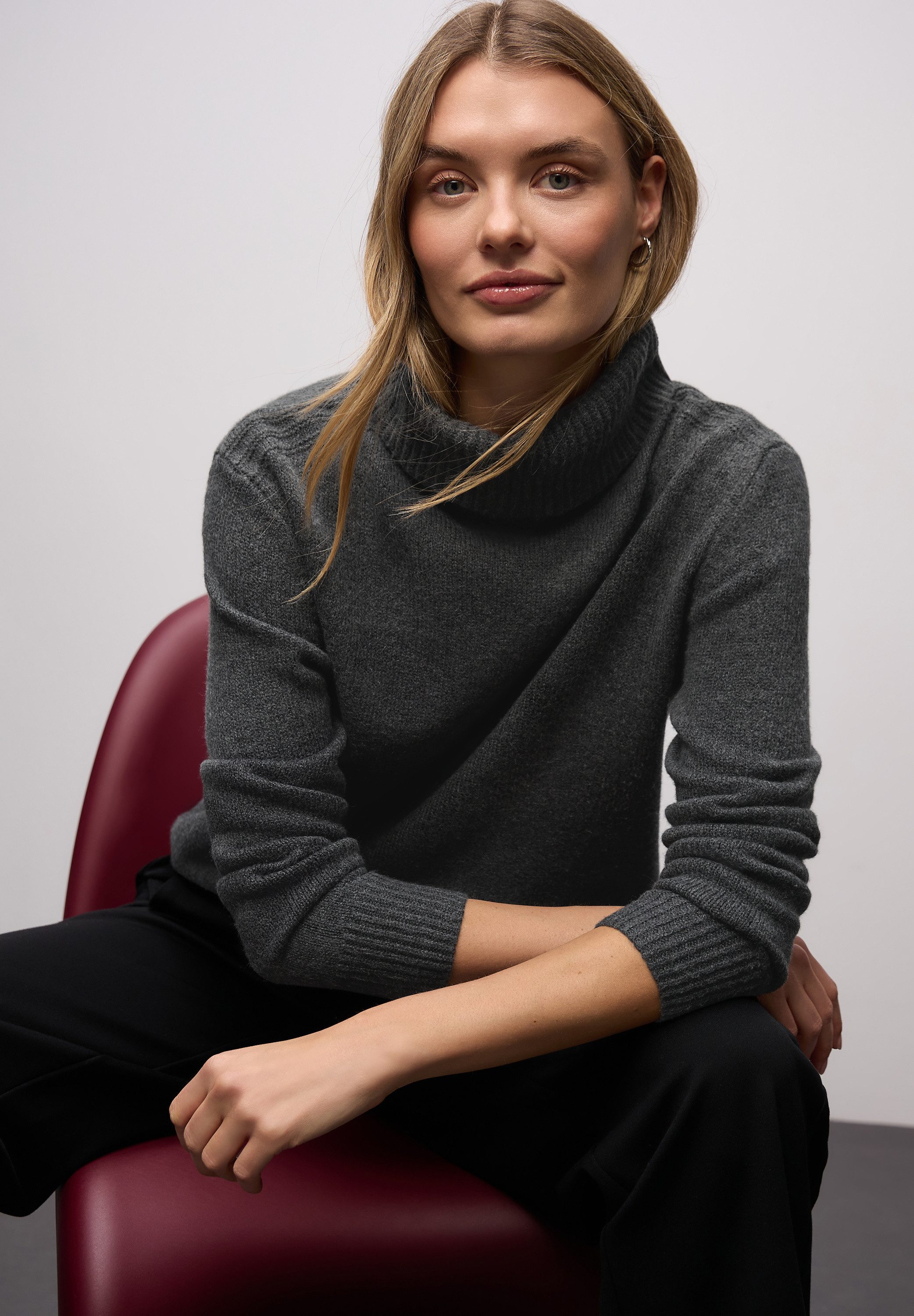 STREET ONE Rollkragenpullover mit feinem Strickmuster