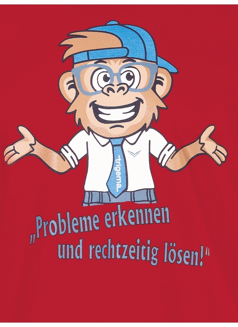 T-Shirt Shirt TRIGEMA Spruch Trigema Affen-Print kirsch lustigem mit