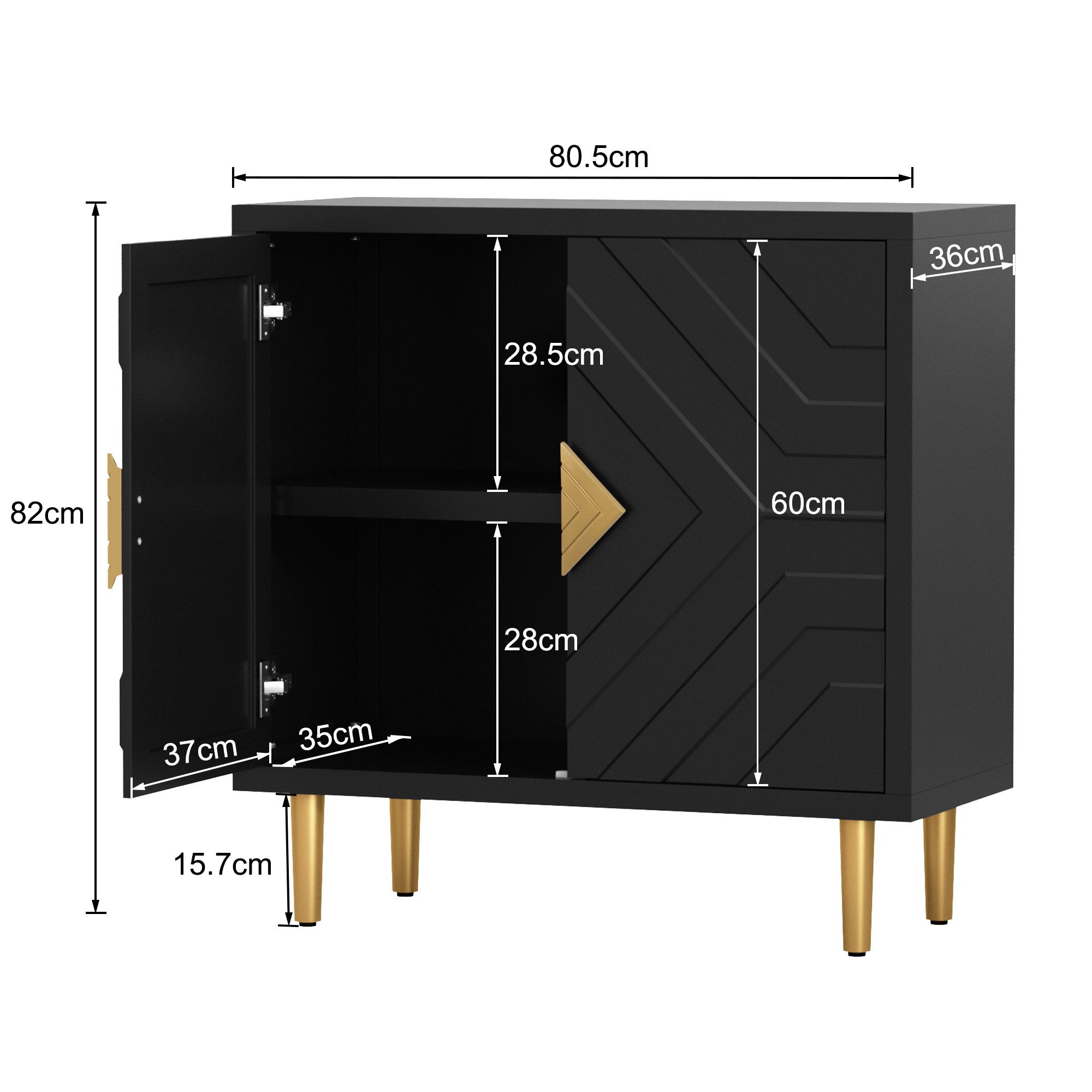 HOLTICO Sideboard Schrank für Wohnzimmer, Küche, Schlafzimmer (1 St), Kommode mit 2 Türen, Küchenschrank, Aufbewahrungsschrank