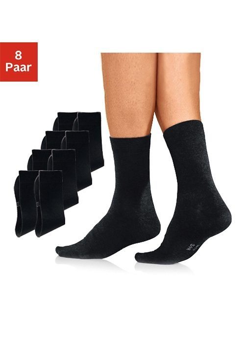 H.I.S Basicsocken (8-Paar) mit hohem Baumwollanteil schwarz