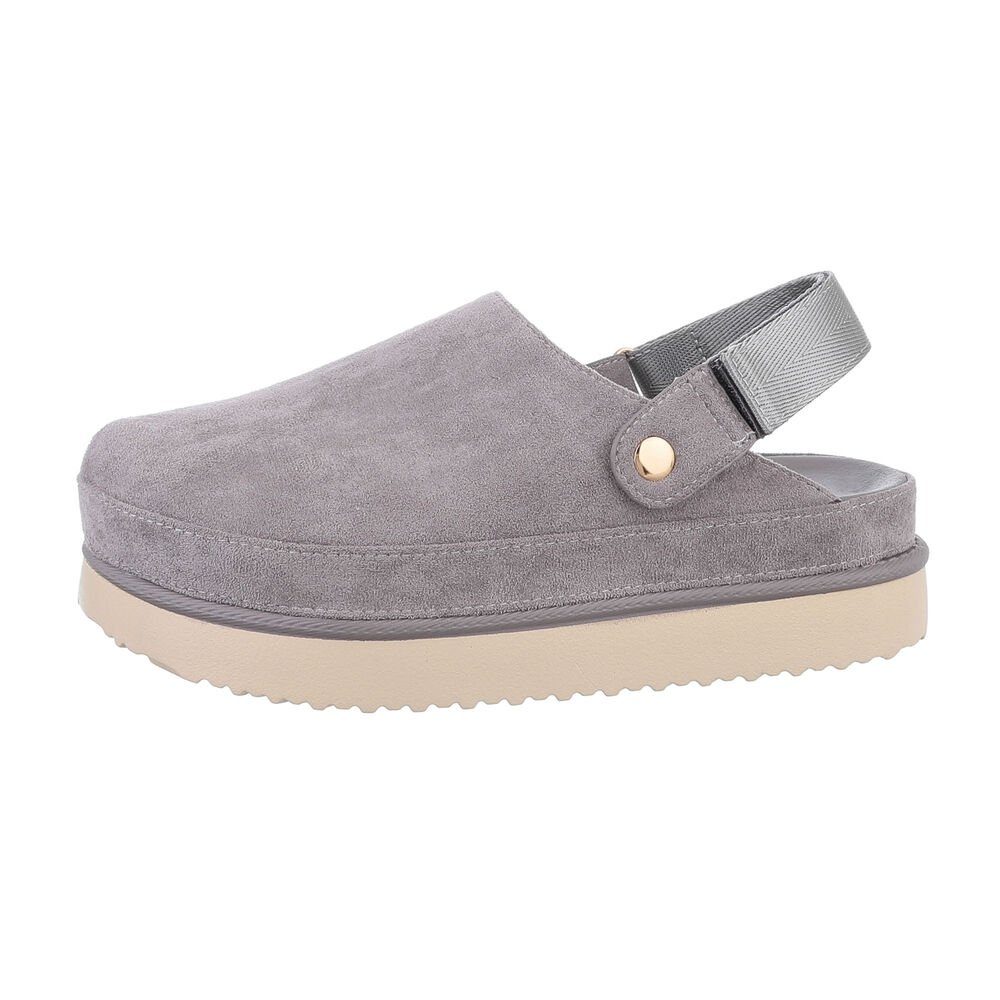Ital-Design Komfortable Freizeit-Schuhe im modernen Design Plateausandaletten (85867674) Flach Pantoletten in Grau