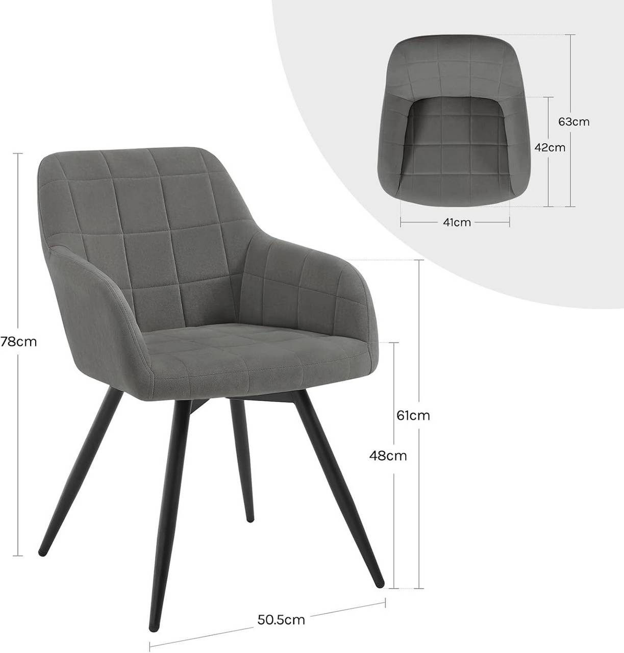 Woltu Esszimmerstuhl (6 St), gepolsterter ergonomischer, mit Metallbeinen