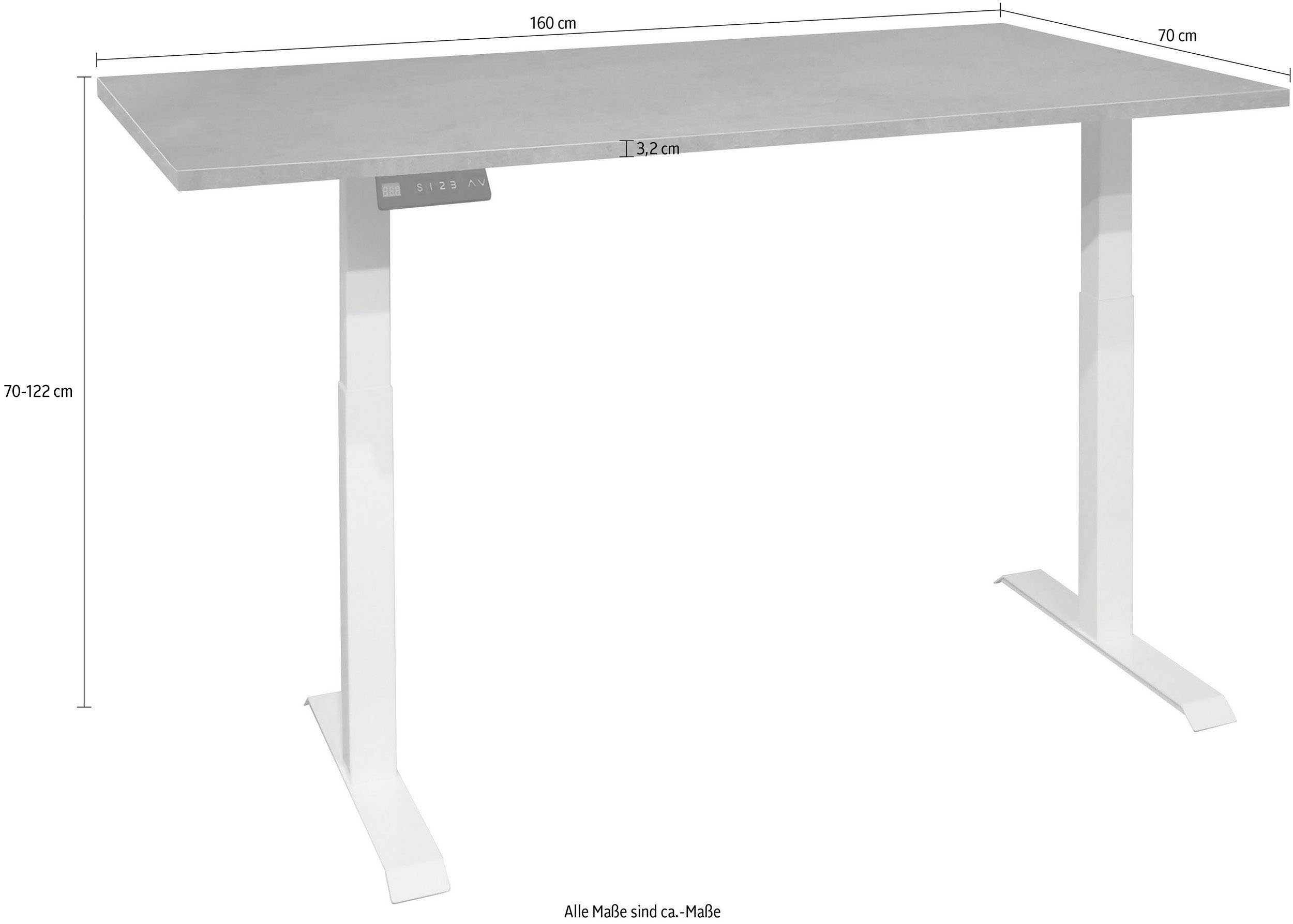 160 | cm, höhenverstellbar elektrisch System Big Schreibtisch Mäusbacher graphit weiß graphit / Office, matt Breite