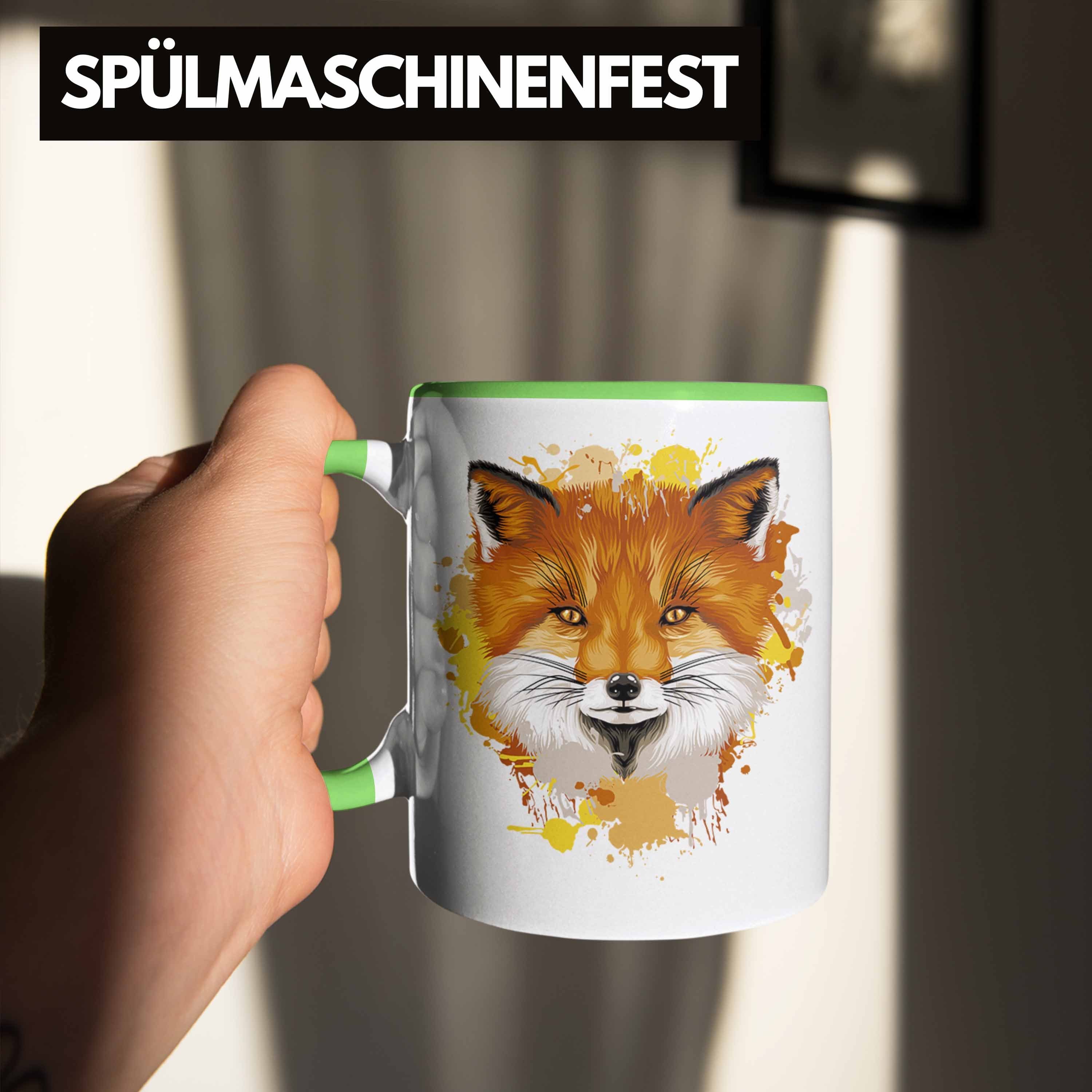 Fux Grafik Tasse Fuchs Grün Tiere Trendation Geschenk