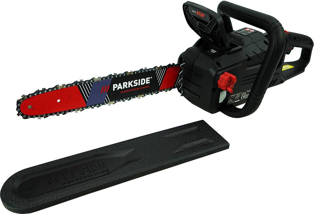 PARKSIDE PERFORMANCE® Akku-Kettensäge 40V Akku Kettensäge PPKSA 40-Li (ohne Akkus), 45,5 cm Schwertlänge, 2-Hand-Schutzschalter mit Ketten-Sofortstopp (0,12 Sek)