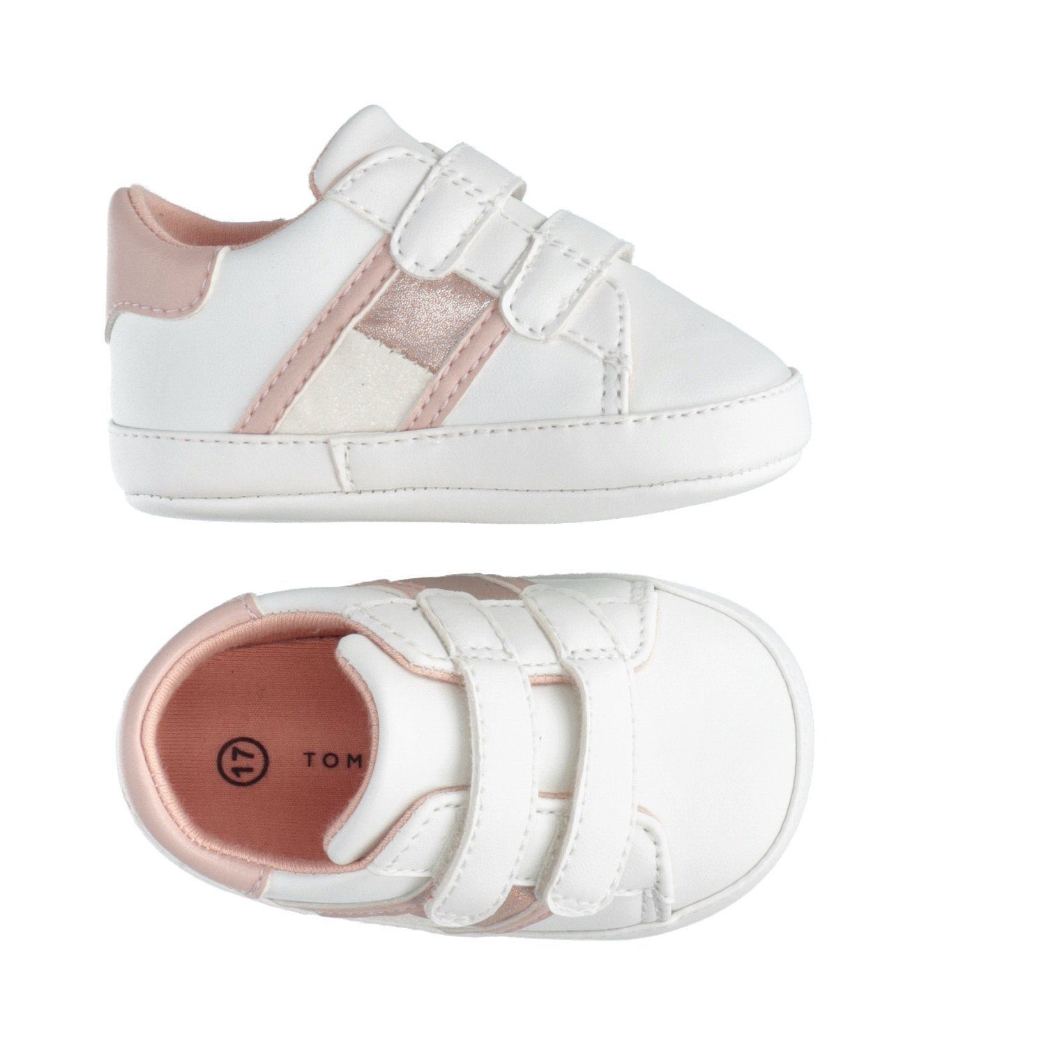 WHITE/PINK Tommy VELCRO SHOE Glitzerdetails mit Krabbelschuh Hilfiger