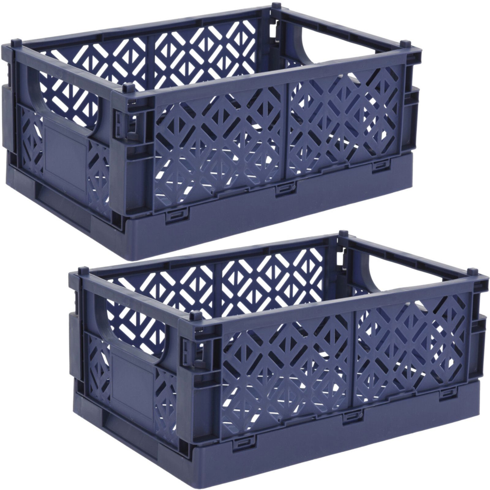 Koopman Klappbox Transportbox Kleinteilebox Faltbox 35x23x14cm 2er Set, Blau, Faltbar, Kunststoff, Tragegriffe, Stabil