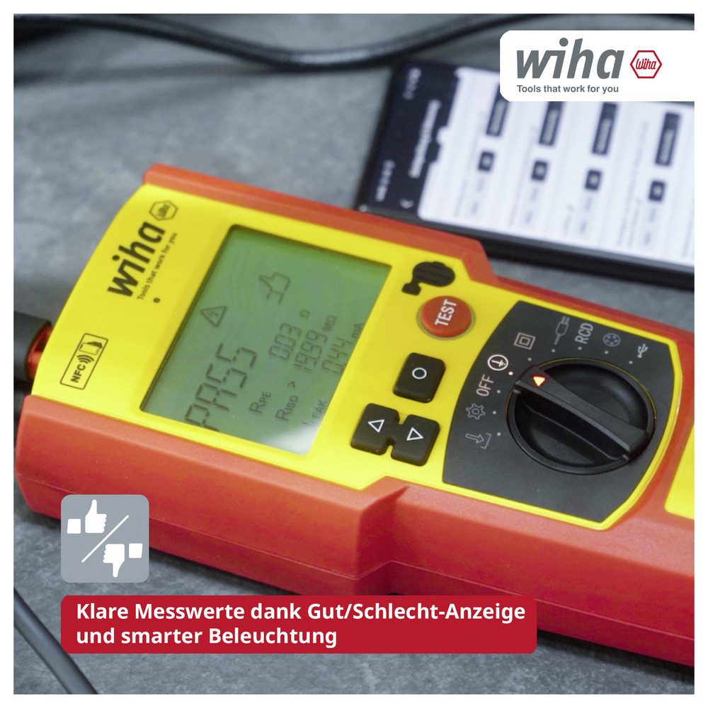 Wiha Spannungsprüfer Wiha PAT one (Art. Nr. 47220) Gerätetester-Set VDE-Norm 0701-0702, (PAT one (Art. Nr. 47220)