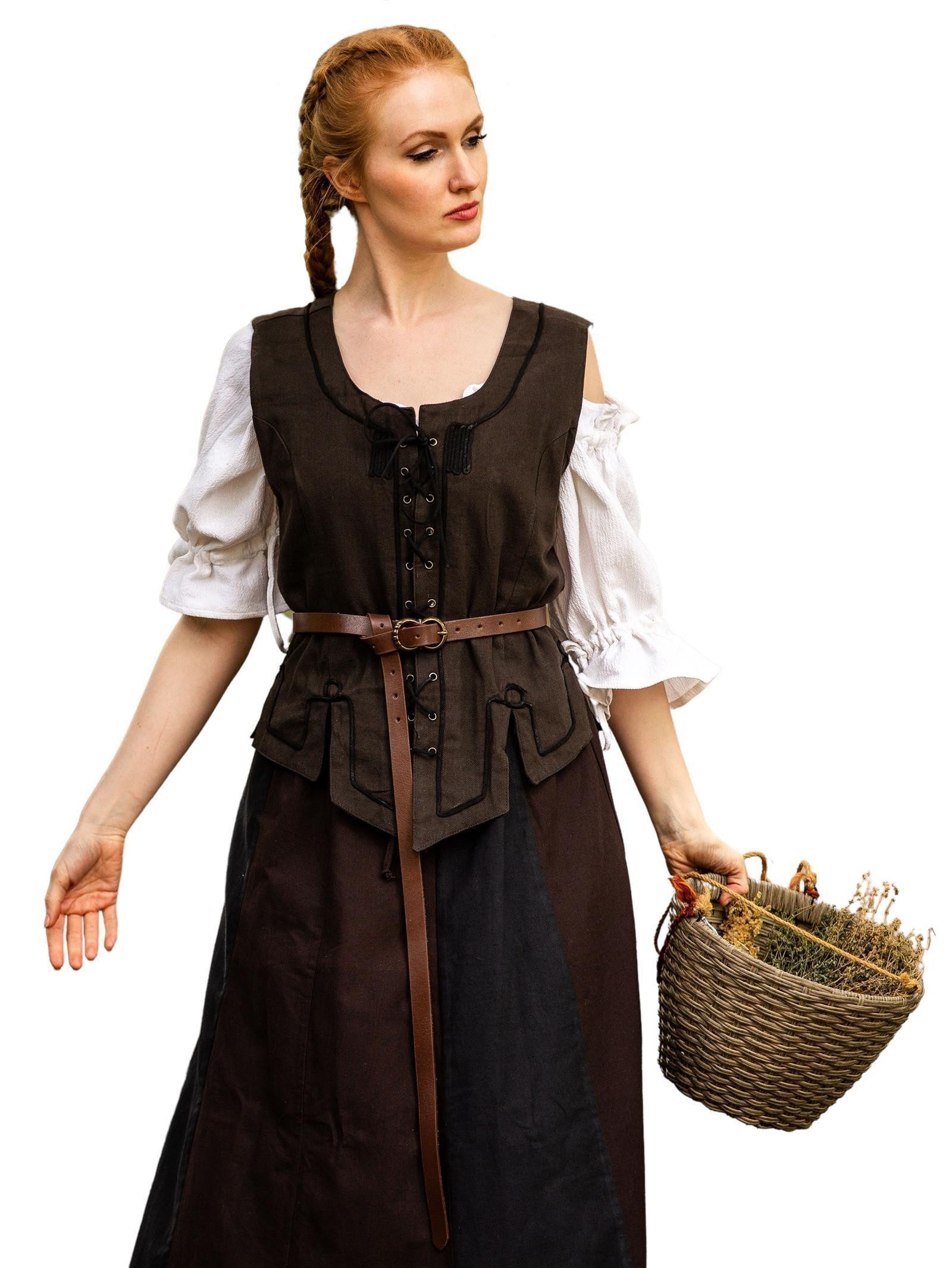 Leonardo Carbone Burgfräulein-Kostüm Miederweste "Selma" mit Stickerei, kunstvolle Stickerei, Spitzensaum mit Dreiecken