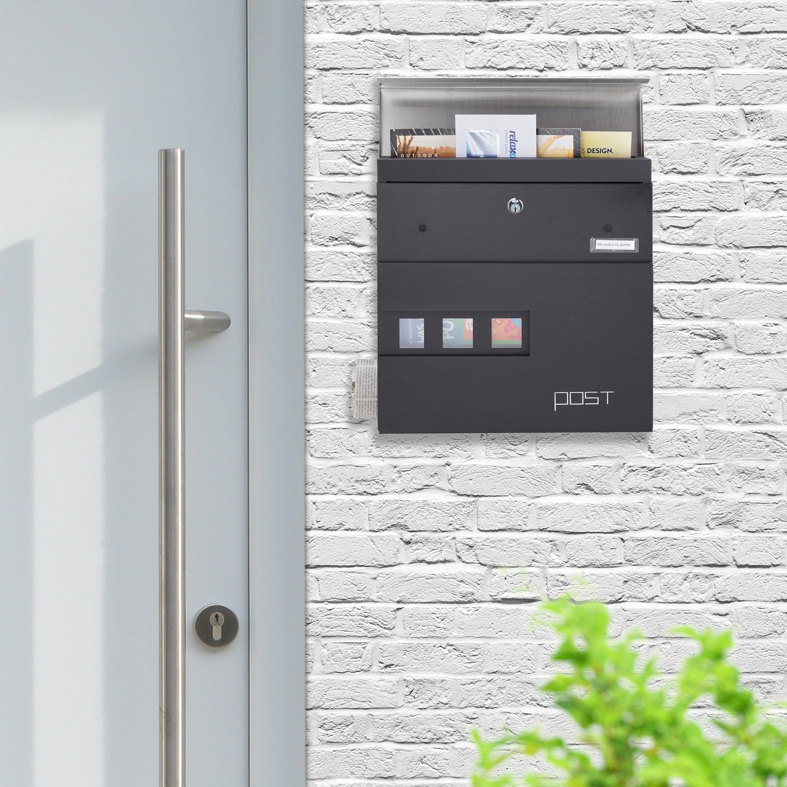relaxdays Briefkasten mit Zeitungsfach günstig online kaufen