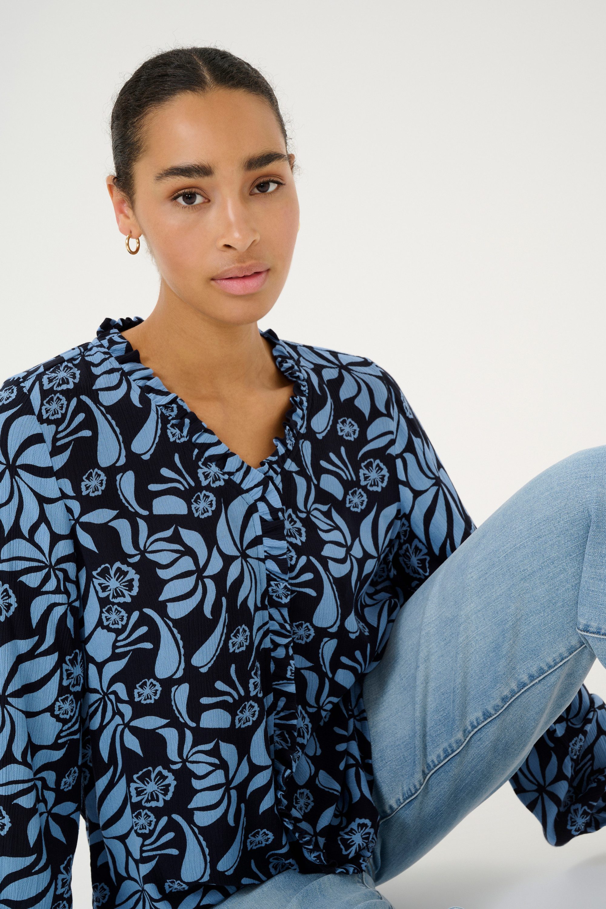 KAFFE Langarmbluse Bluse langarm KAellen