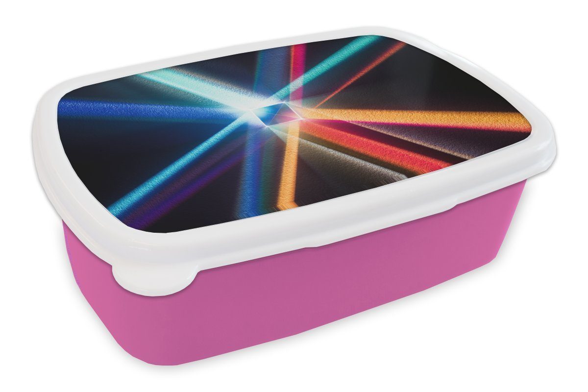 MuchoWow Lunchbox Prisma mit verschiedenen Farben, Kunststoff, (2-tlg), Brotbox für Erwachsene, Brotdose Kinder, Snackbox, Mädchen, Kunststoff rosa