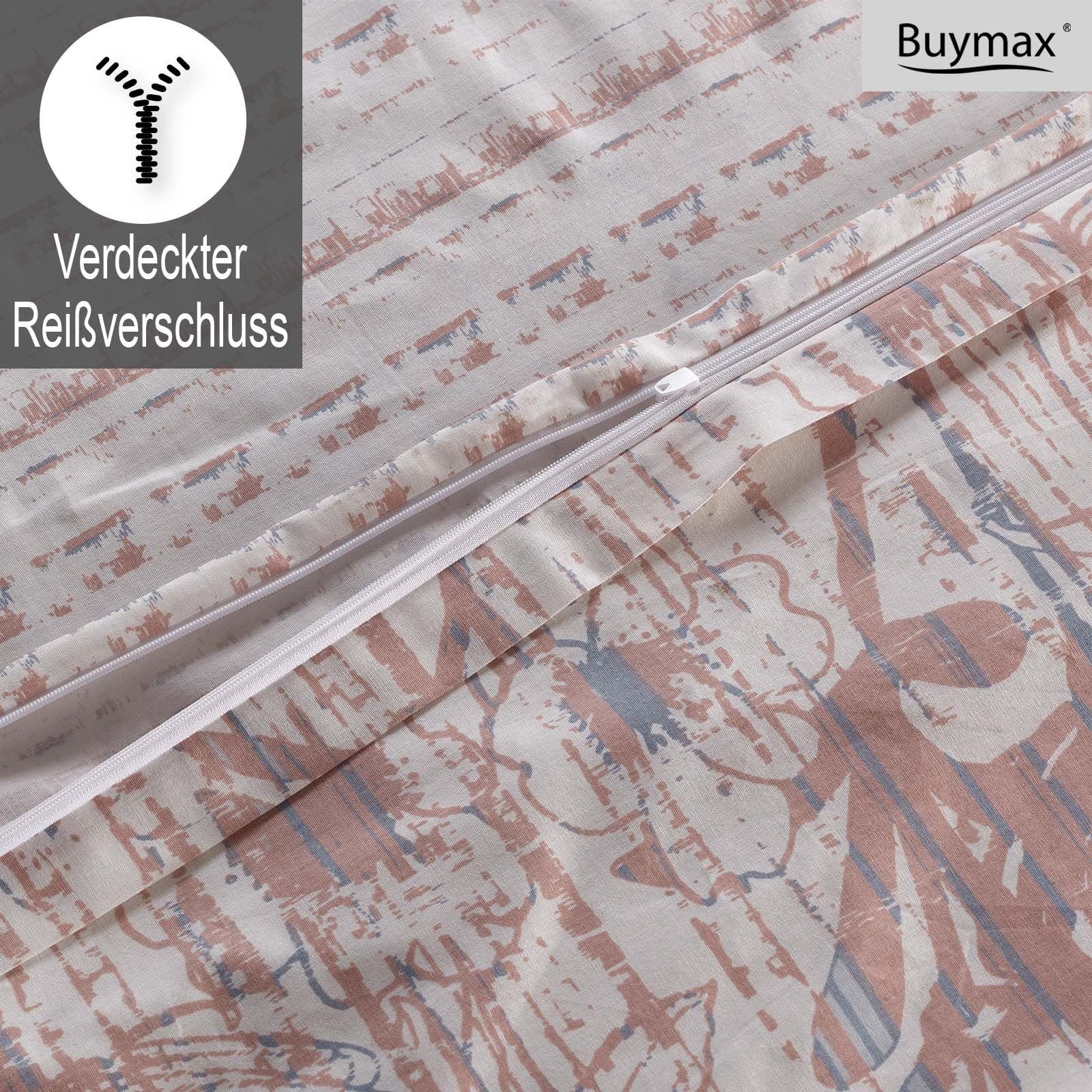 Buymax Bettwäsche Buena Wende-Bettwäsche, Blumen, Renforce: 100% Baumwolle, 2 teilig, mit Reißverschluss, gemustert, Blumen, Braun Weiß, 155x220 cm – Bild 4 von 4