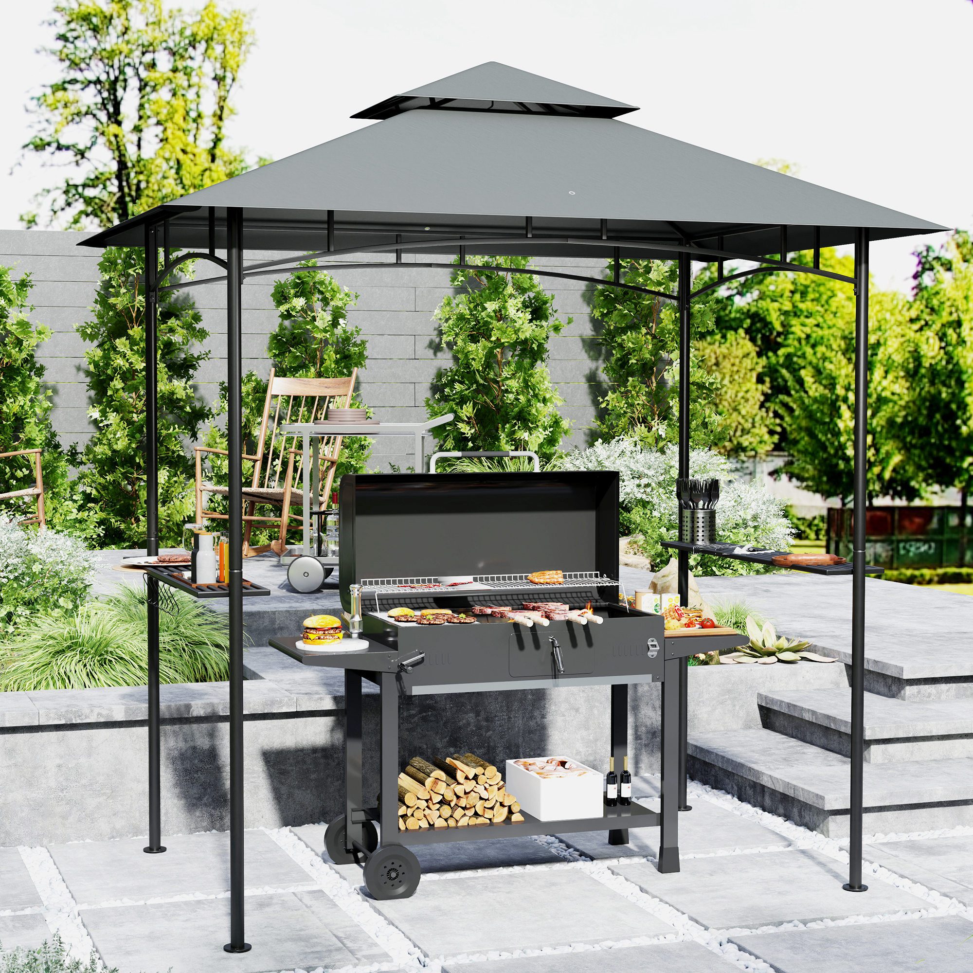 Outsunny Grillpavillon mit LED, 240 x günstig online kaufen