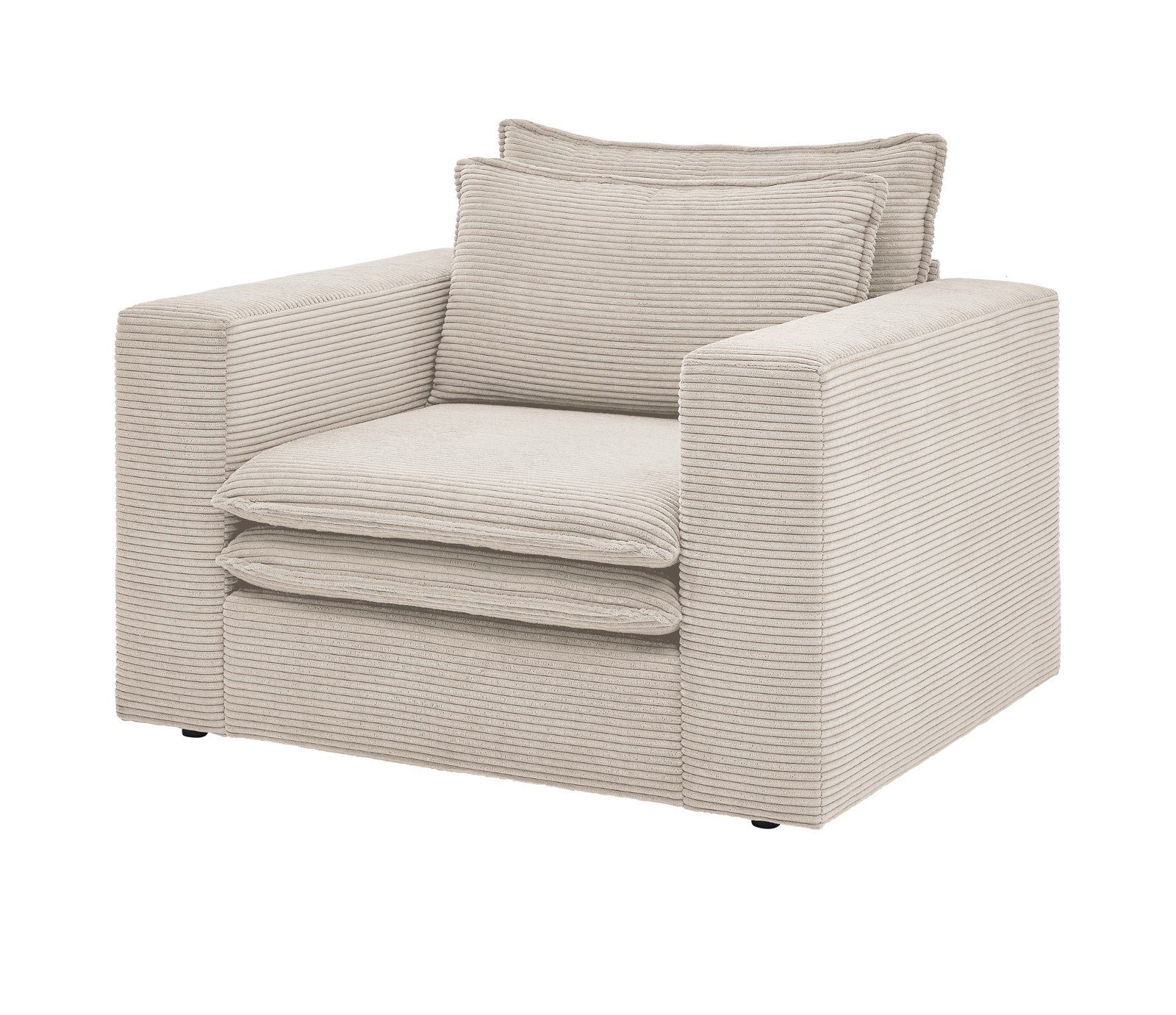 Furn.Design Loungesessel Pesaro (Polstersessel mit Cordbezug, Breite 110 cm), wahlweise mit Hocker