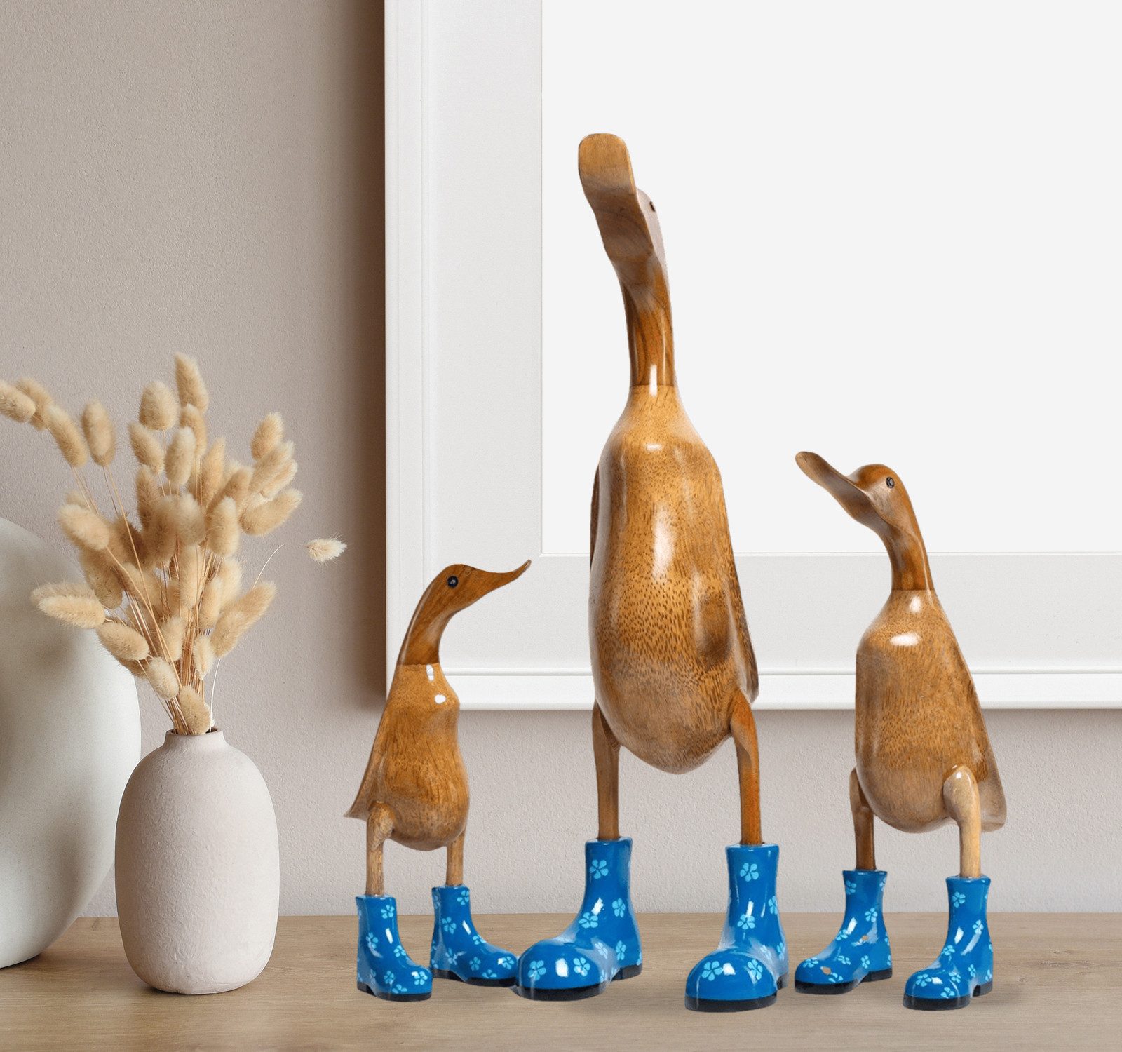 Rikmani Dekofigur Holzfigur Ente, Handgefertigte Dekoration günstig online kaufen