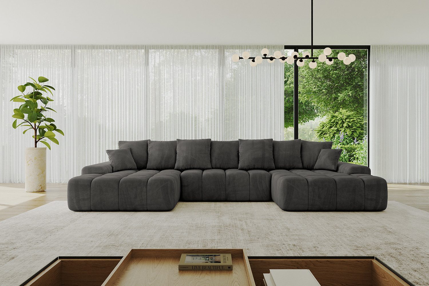 ALTDECOR Wohnlandschaft ENSI-U, Sofa Praktische Bequeme Funktionsecke Couch L-Form Eckcouch, Corner Sofa L-Form Vielseitige Sofa Wohnlandschaft Wohnzimmer