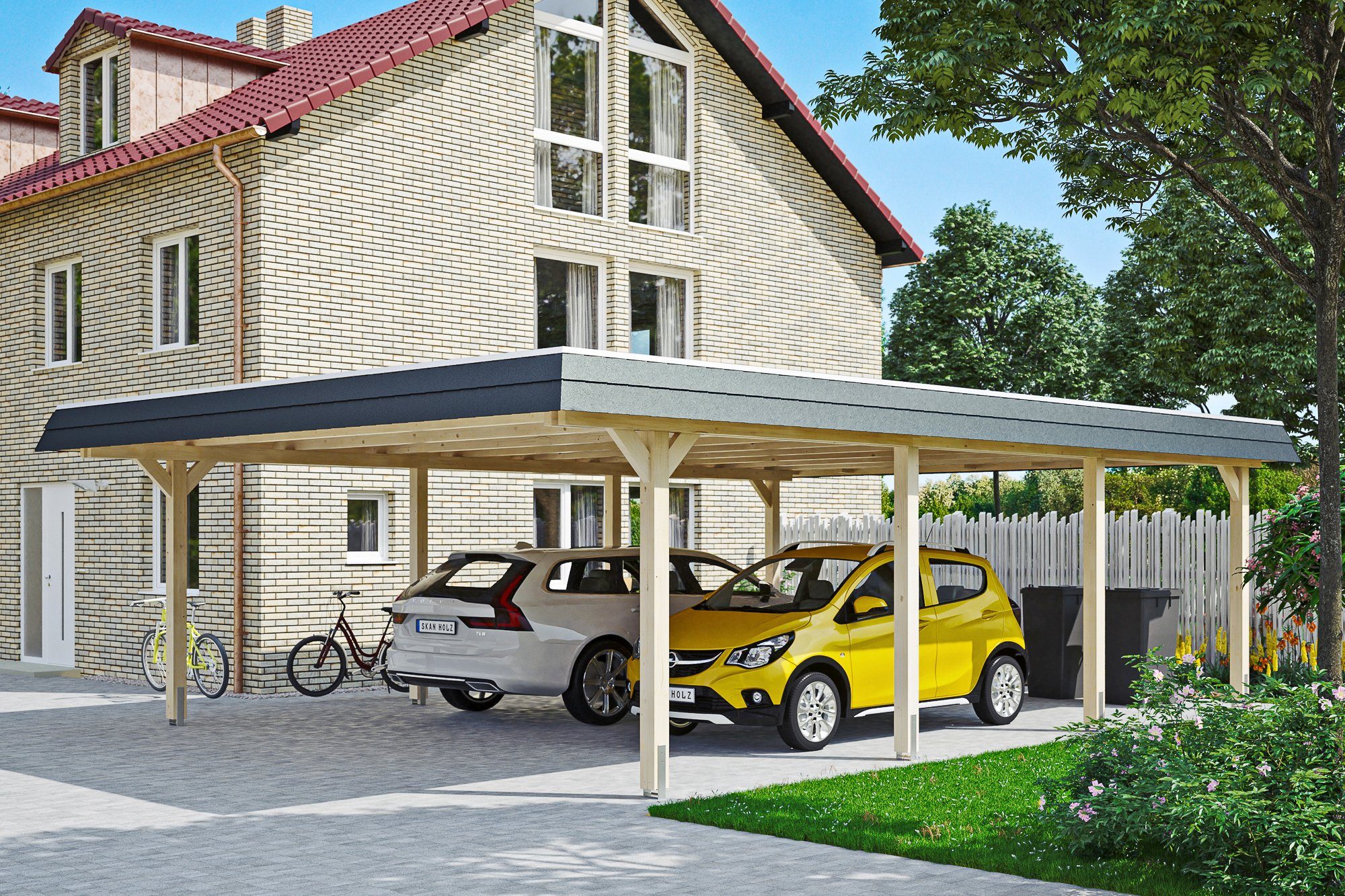 Skanholz Doppelcarport Wendland, BxT: 630x879 cm, 216 cm Einfahrtshöhe