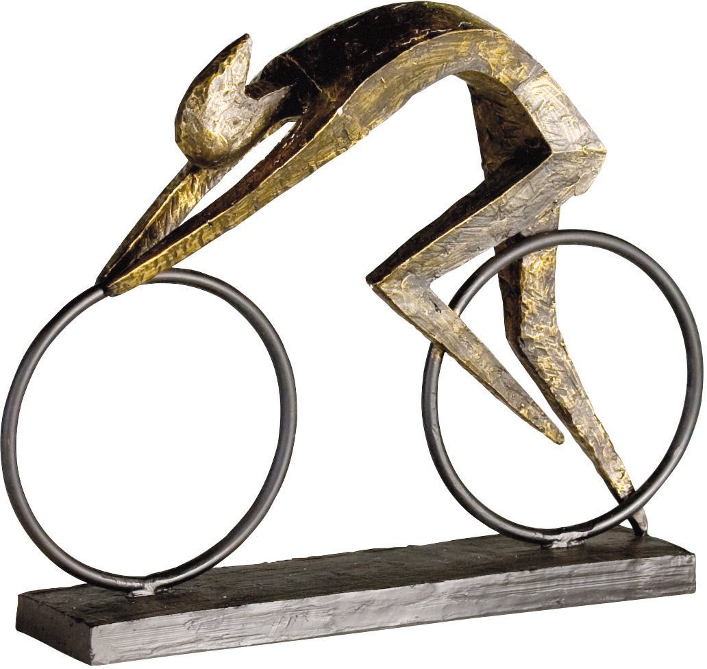 Casablanca by Gilde Dekofigur Skulptur Racer (1 St), Dekoobjekt, Höhe 29 cm, Fahrradfahrer, mit Spruchanhänger, Wohnzimmer