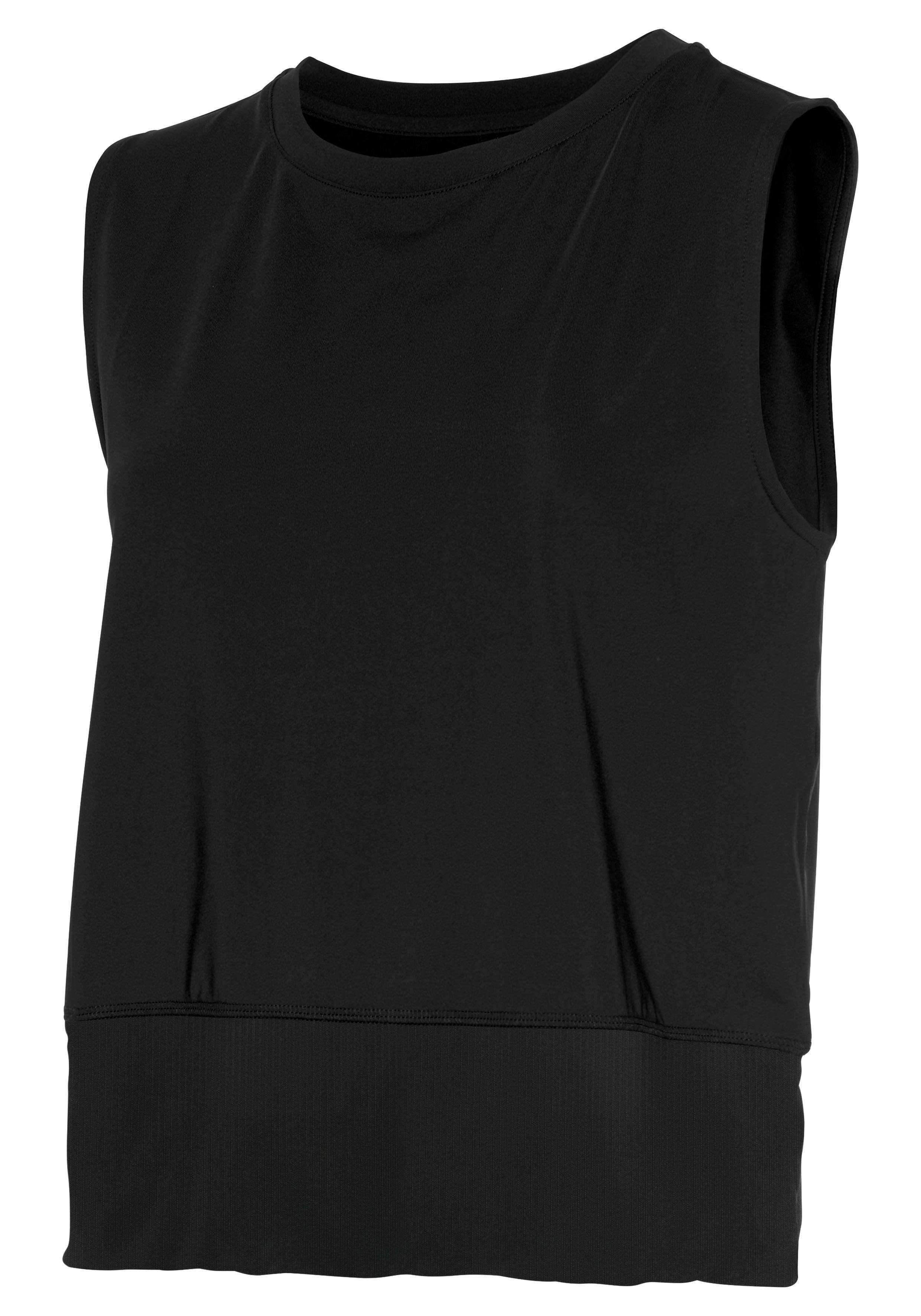 LASCANA ACTIVE Kurzarmshirt Tropical mit breitem Rippeinsatz