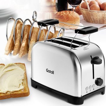 Gotoll Toaster GL330, 2 kurze Schlitze, 700 W, Brötchenaufsatz 2 kurze Schlitze Edelstahlgehäuse