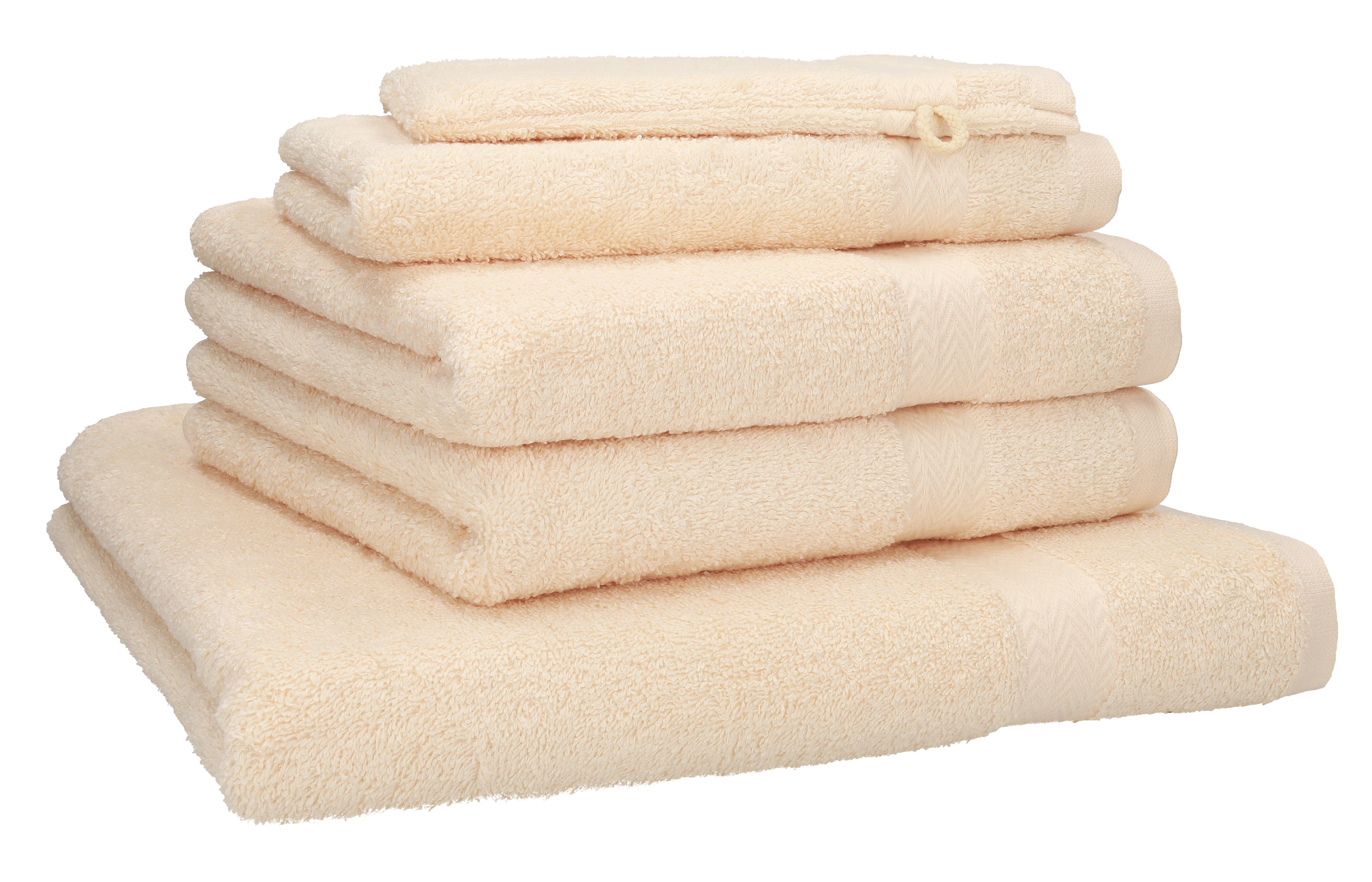 5-TLG. 1 Betz Baumwolle Premium 1 Gästetuch Handtuch Waschhandschuh, 2 100% 1 Duschtuch Handtücher Set
