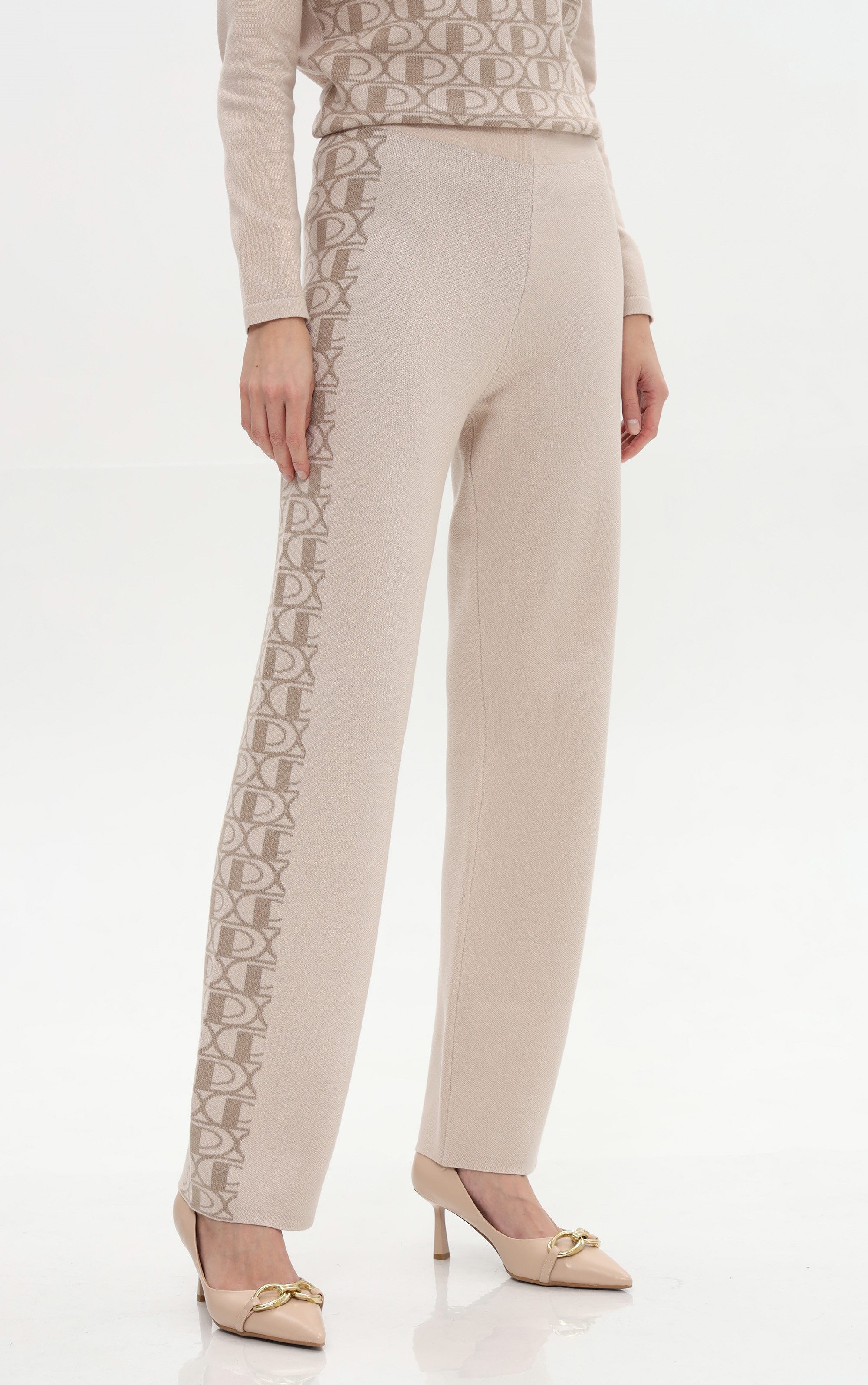 Passioni Strickhose Straight Fit mit Logo-Details