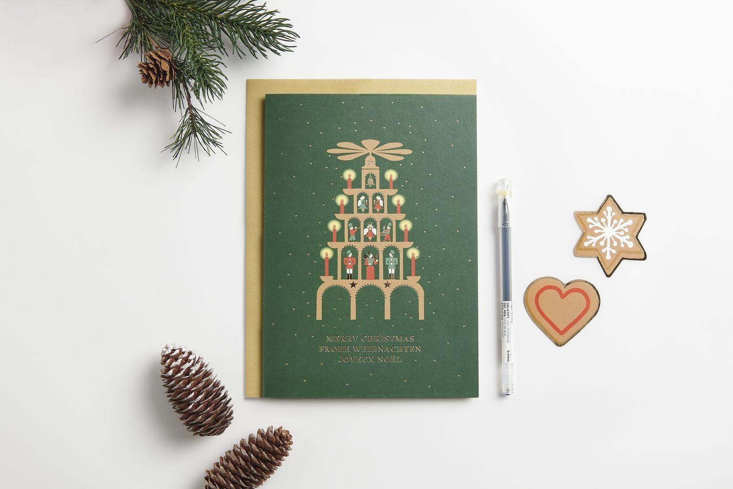 Rico Design Grußkarten Kartenset A5, Weihnachtspyramide MIX